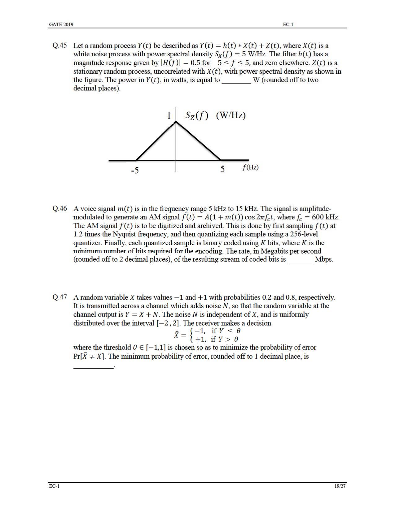 GATE 2019 Electronics and Communication Engineering (EC) Question Paper - Page 24