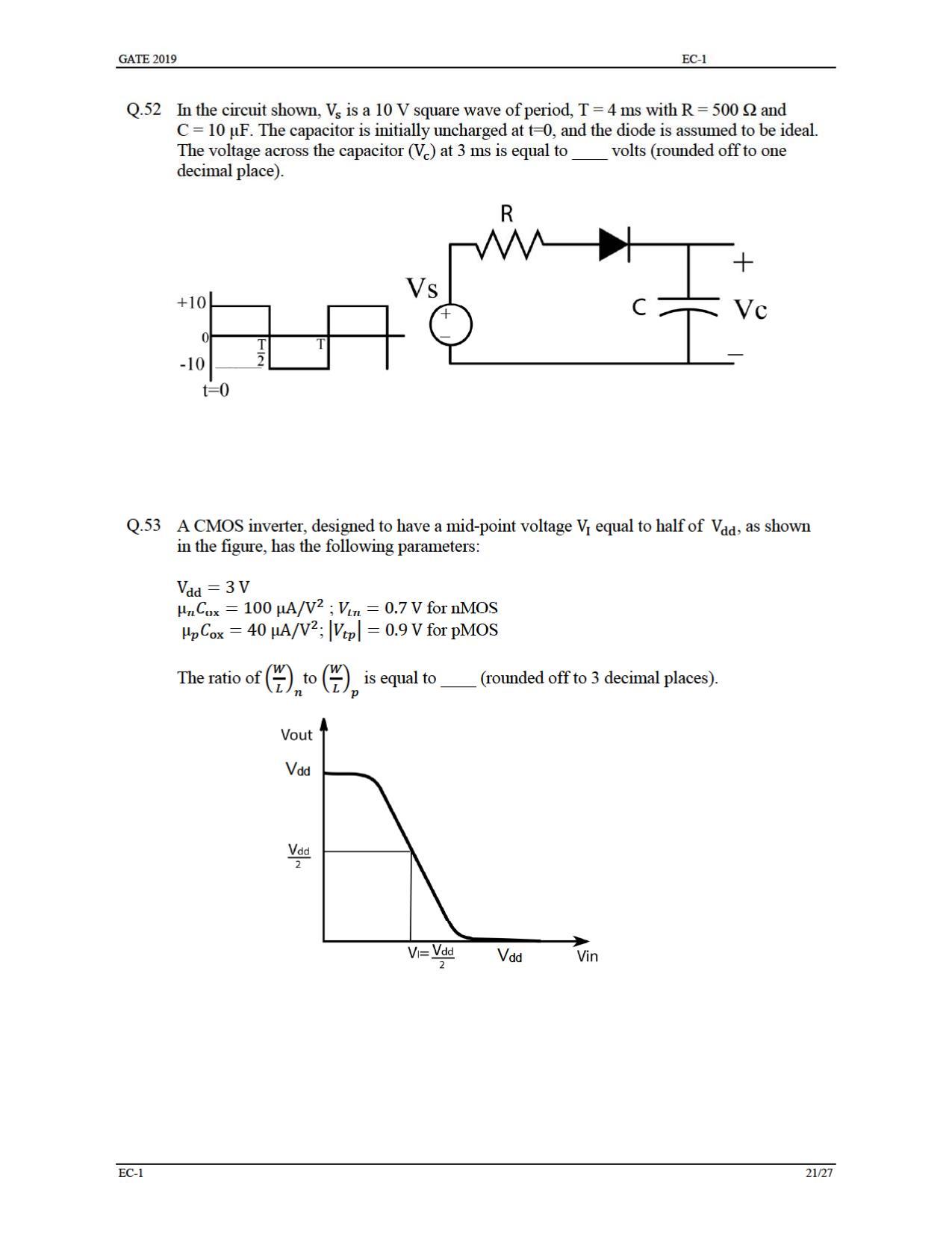 GATE 2019 Electronics and Communication Engineering (EC) Question Paper - Page 26