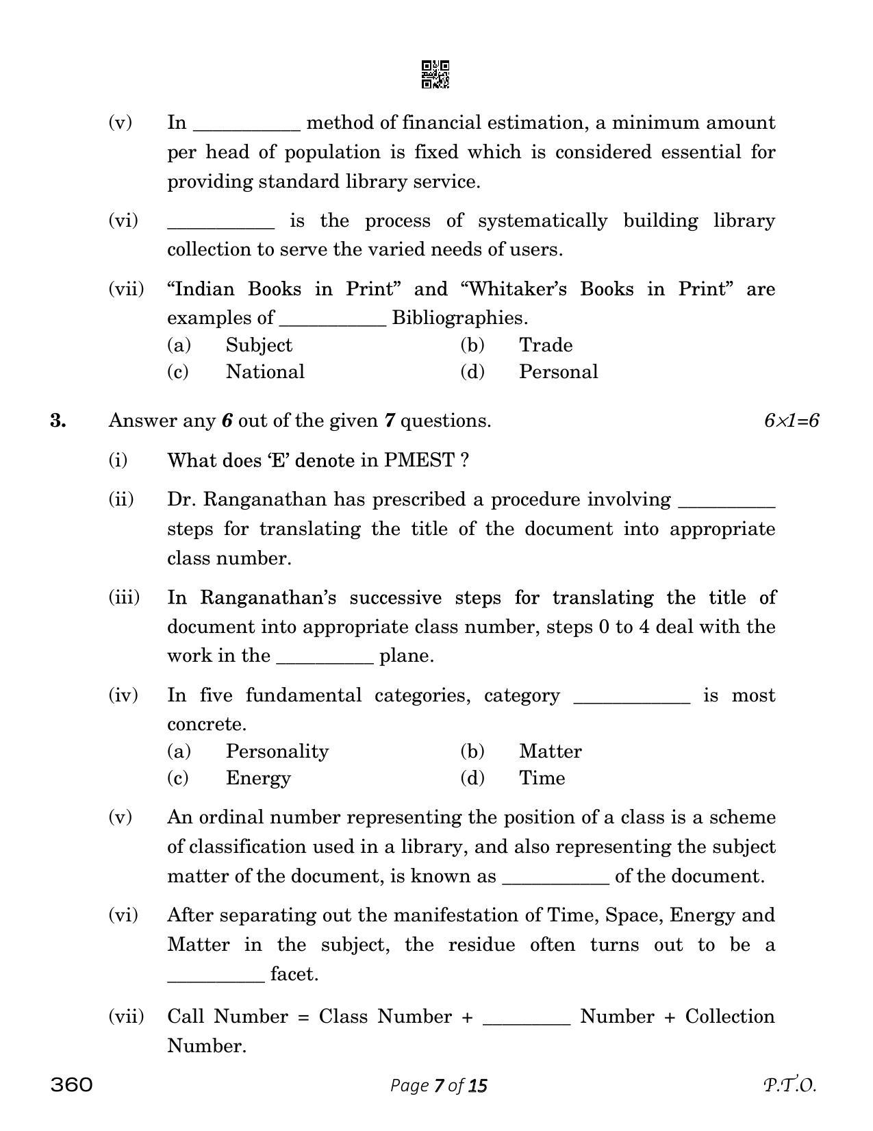 CBSE Class 12 Library And Information Science (Compartment) 2023 Question Paper - Page 7