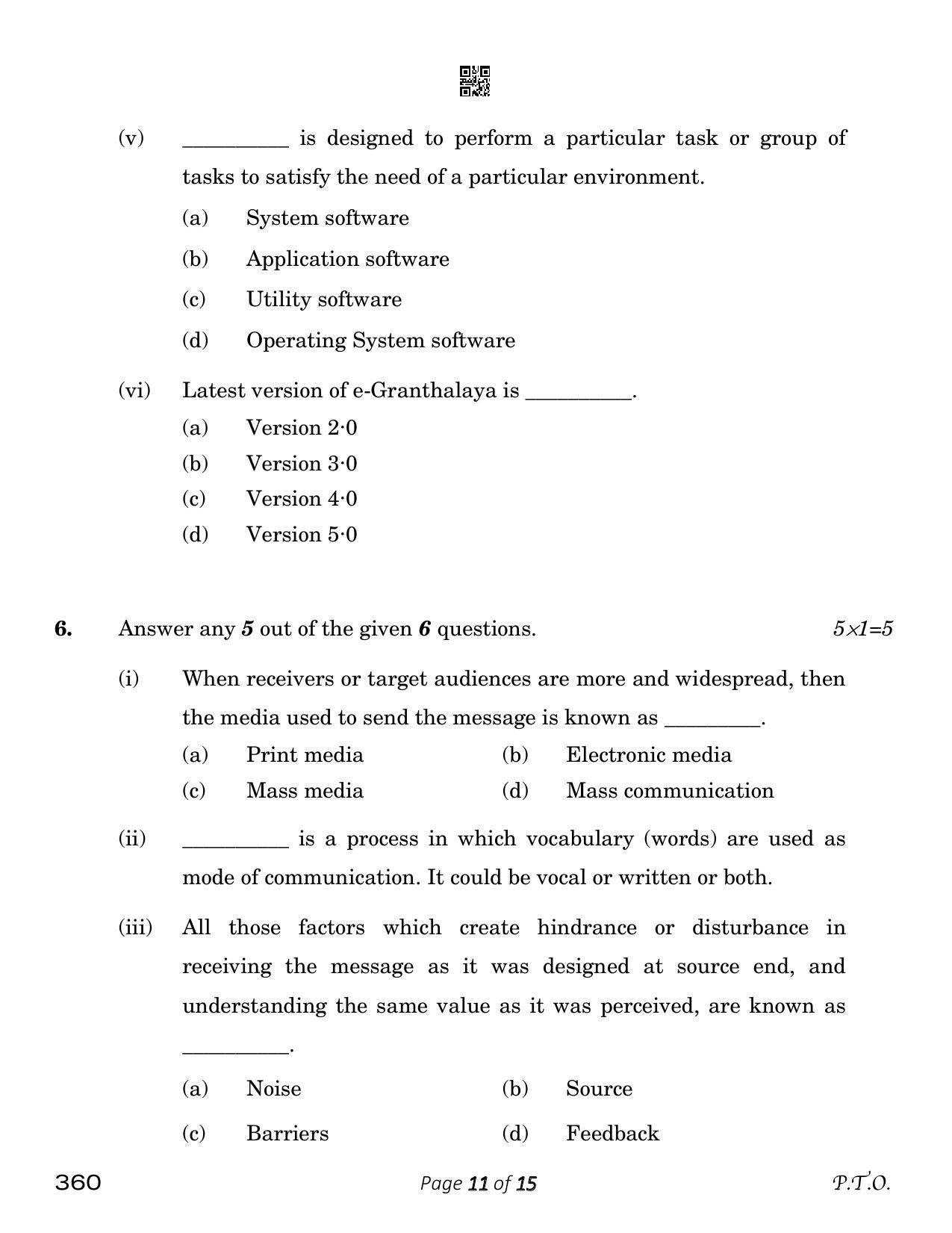 CBSE Class 12 Library And Information Science (Compartment) 2023 Question Paper - Page 11
