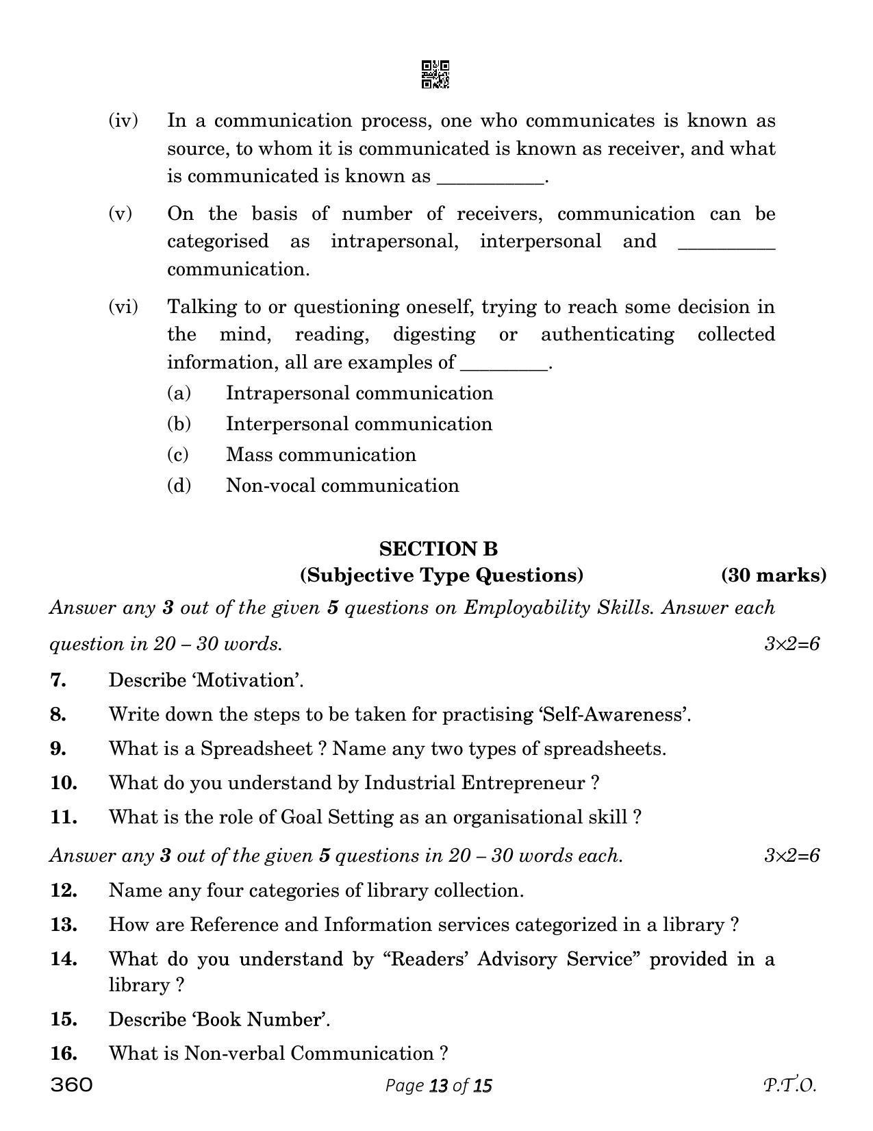 CBSE Class 12 Library And Information Science (Compartment) 2023 Question Paper - Page 13