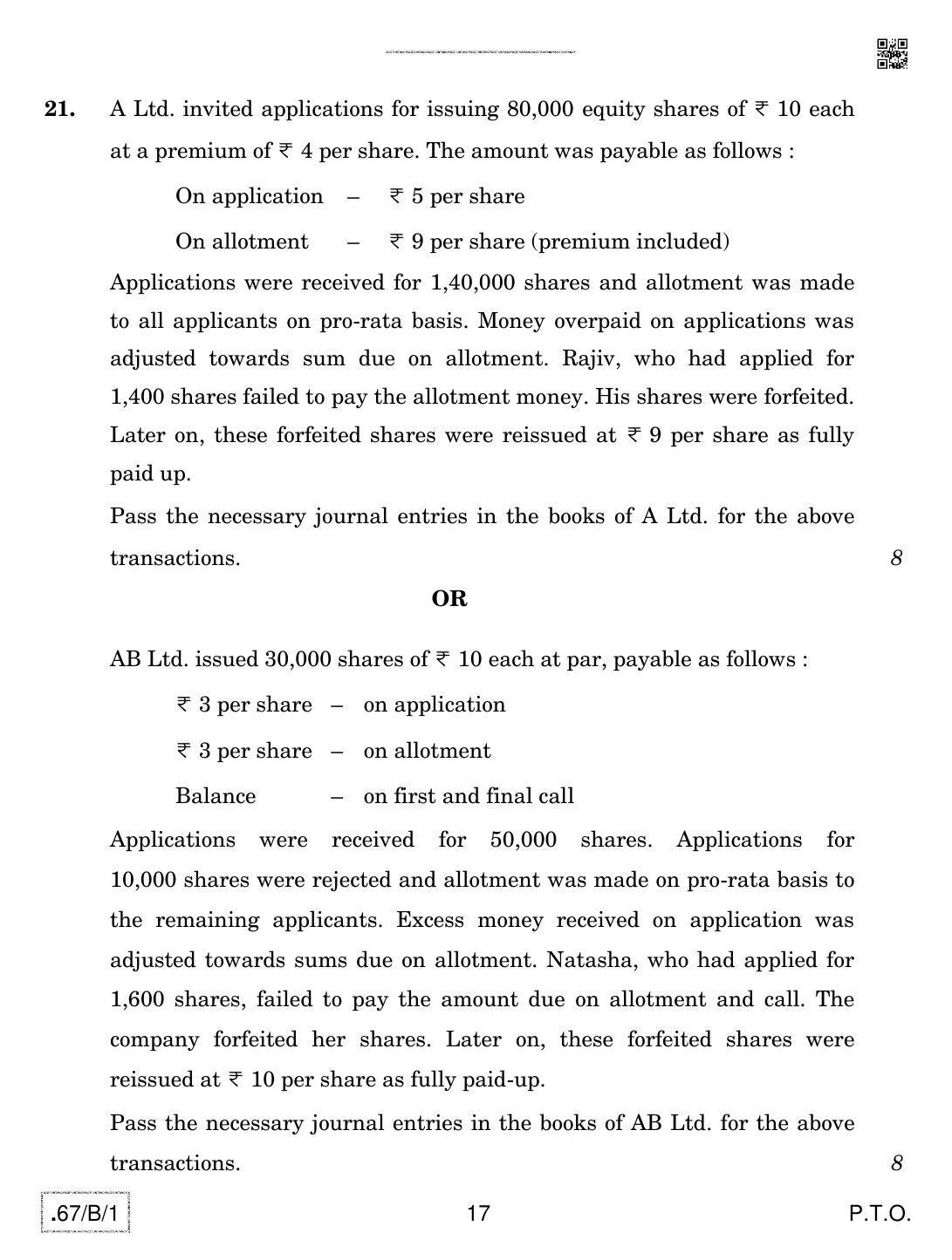 CBSE Class 12 67-C-1 - Accountancy 2020 Compartment Question Paper - Page 17