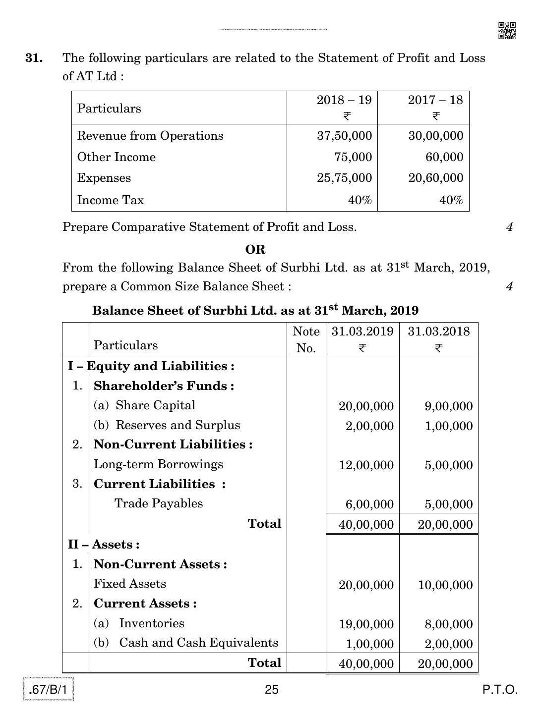 CBSE Class 12 67-C-1 - Accountancy 2020 Compartment Question Paper - Page 25