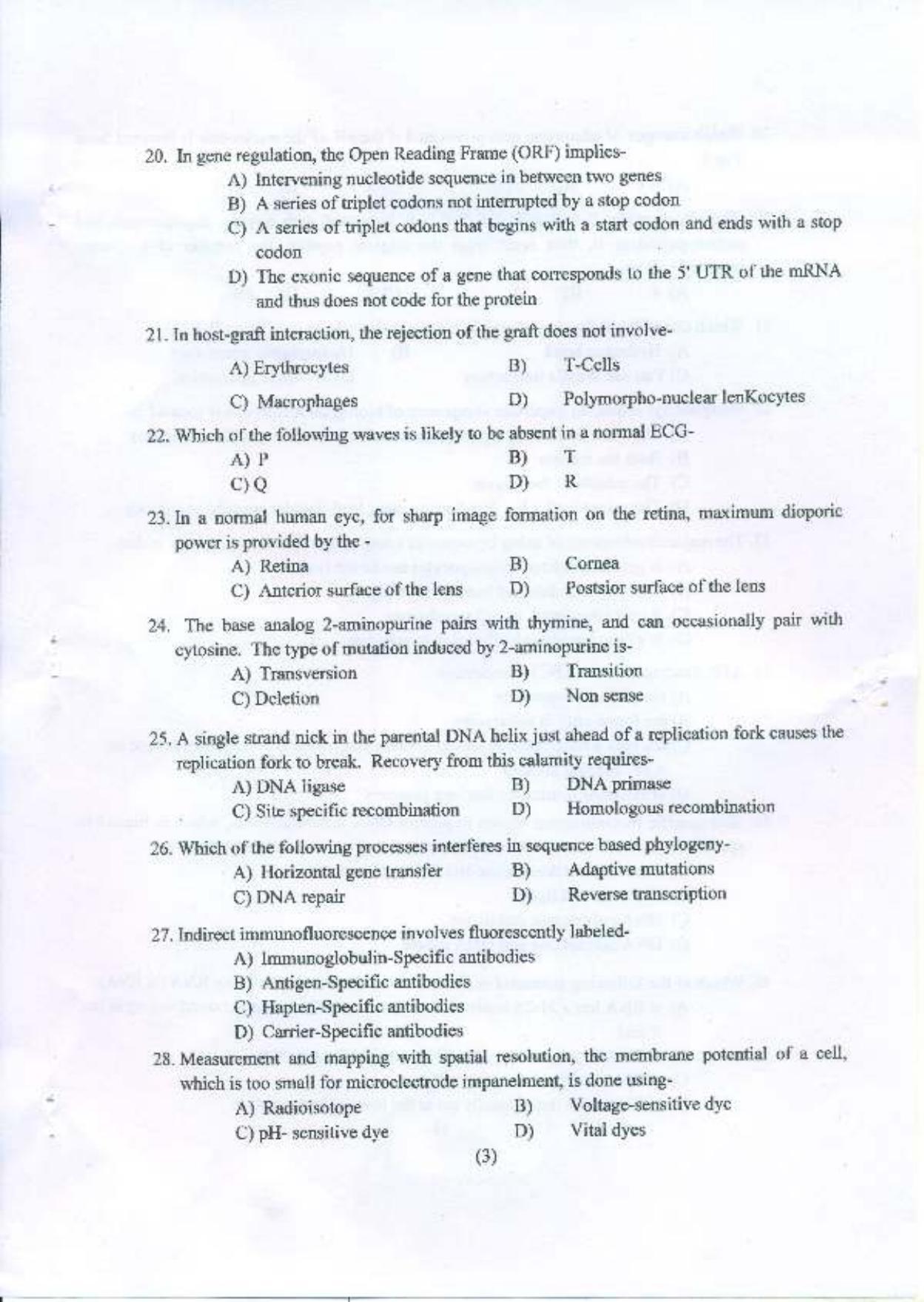 PU MPET Bio-physics 2015 Question Paper - Page 4