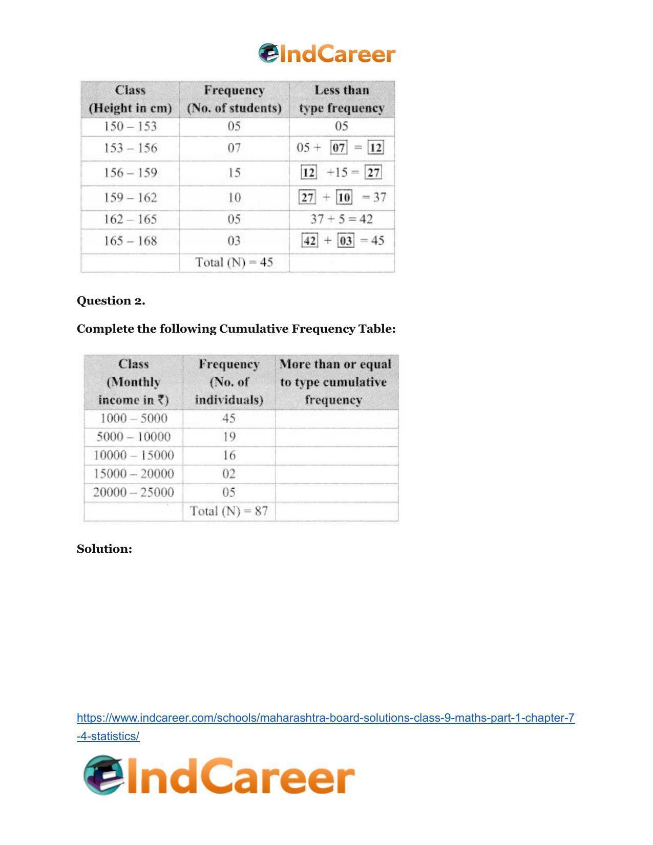 Maharashtra Board Solutions Class 9-Maths (Part 1): Chapter 7.4- Statistics - Page 3