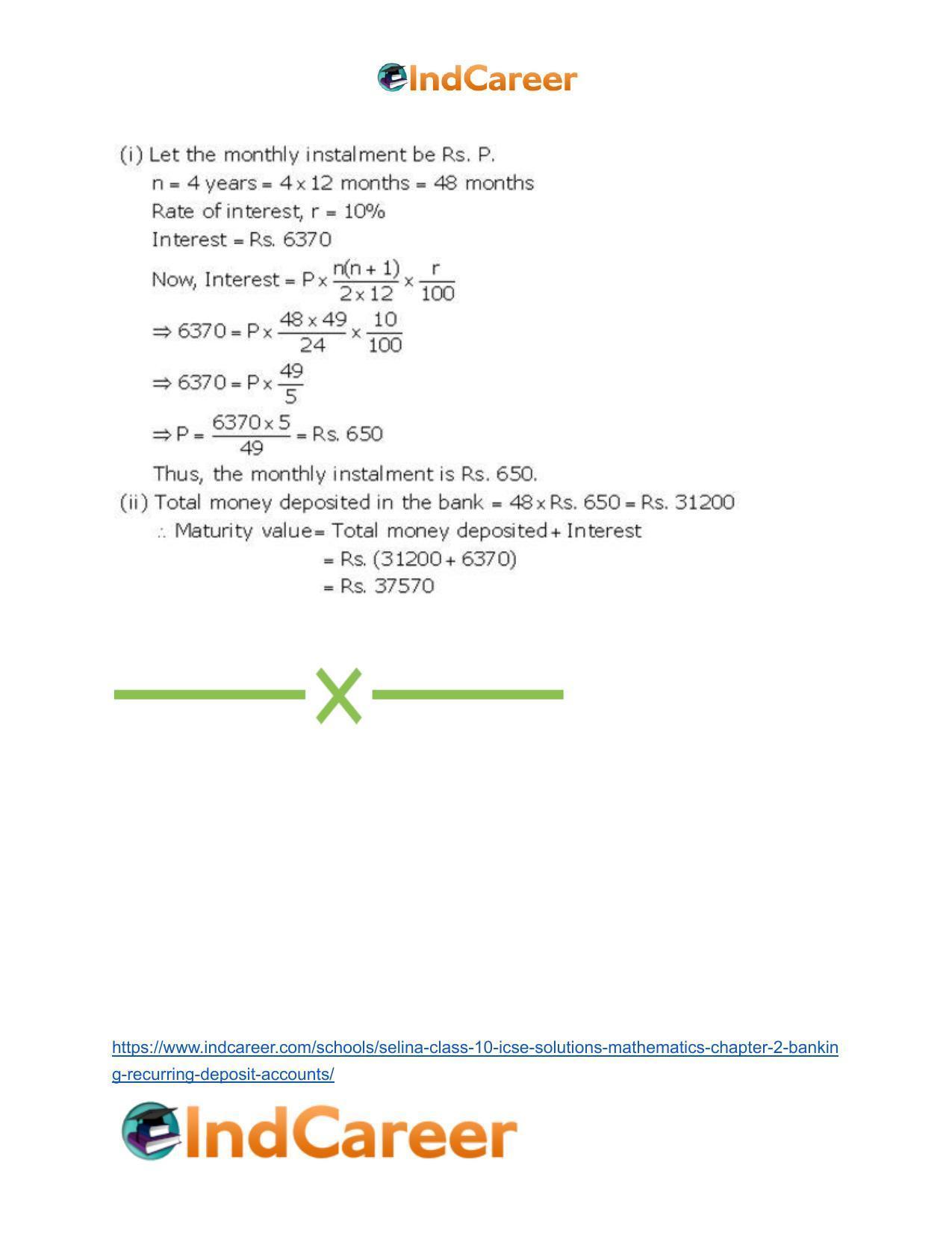 Selina Class 10 ICSE Solutions Mathematics : Chapter 2 - Banking (Recurring Deposit Accounts) - Page 23
