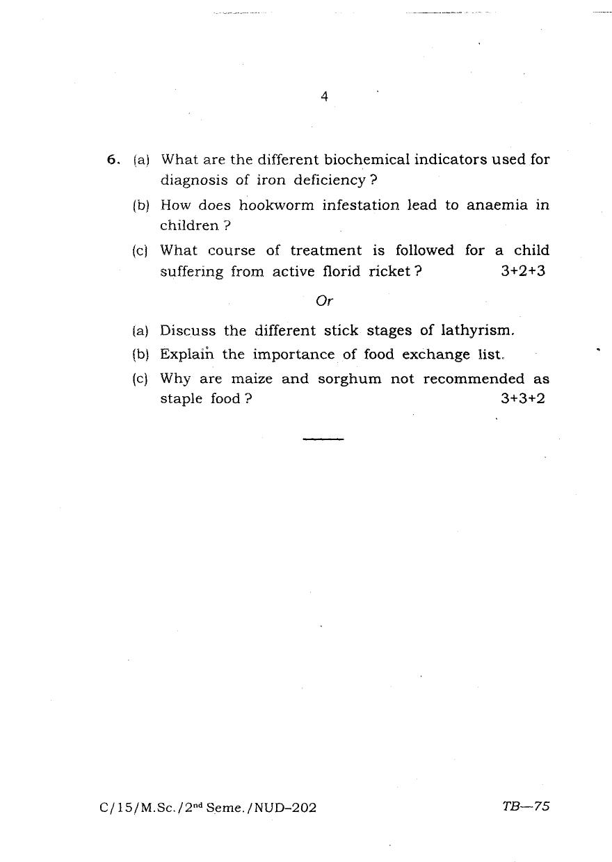 MCAER PG CET 2015 Nutrition Previous Question Paper - Page 4