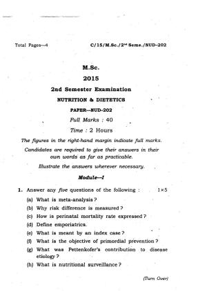 MCAER PG CET 2015 Nutrition Previous Question Paper