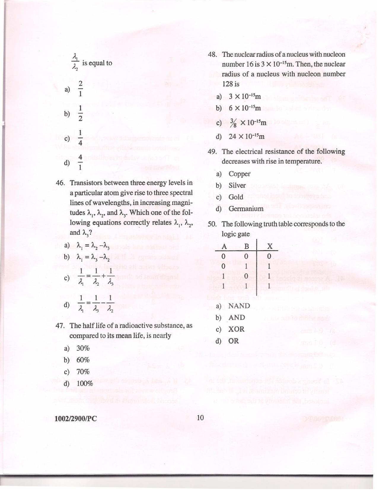 APJEE Physics & Chemistry 2010 Question Paper - Page 9