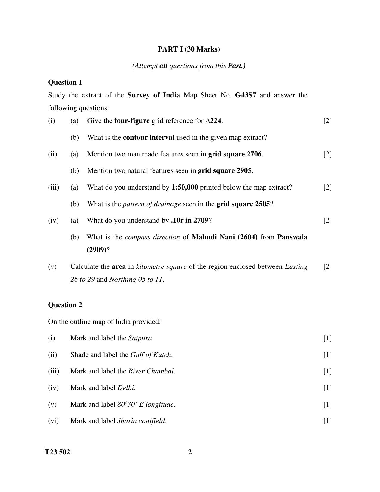 ICSE Class 10 GEOGRAPHY (HCG Paper 2) 2023 Question Paper - Page 2