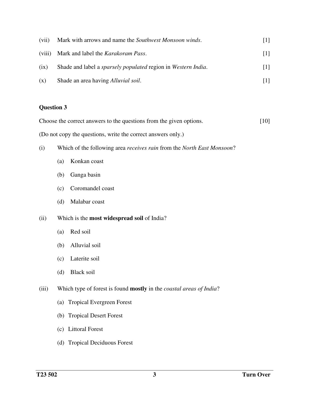 ICSE Class 10 GEOGRAPHY (HCG Paper 2) 2023 Question Paper - Page 3