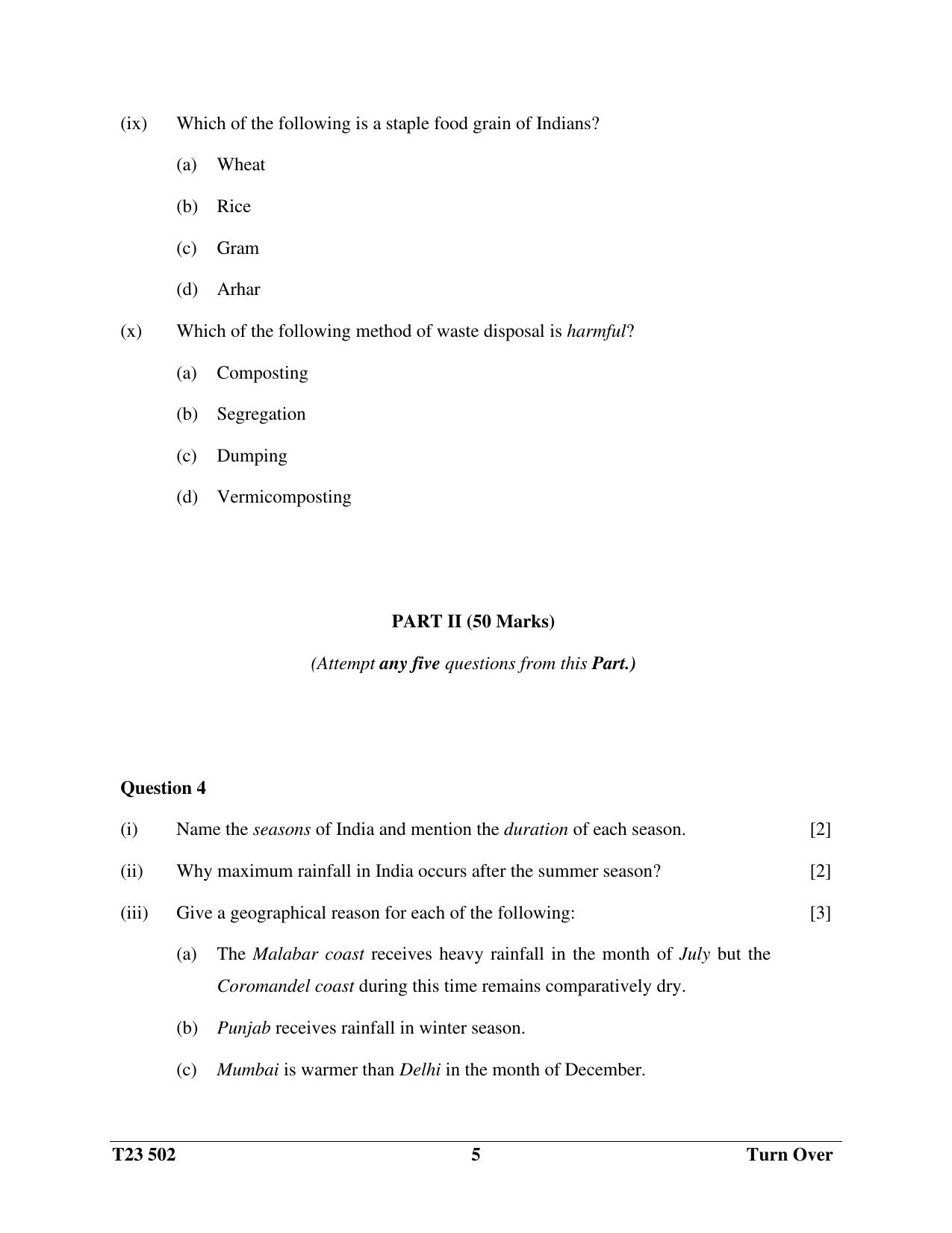 ICSE Class 10 GEOGRAPHY (HCG Paper 2) 2023 Question Paper - Page 5