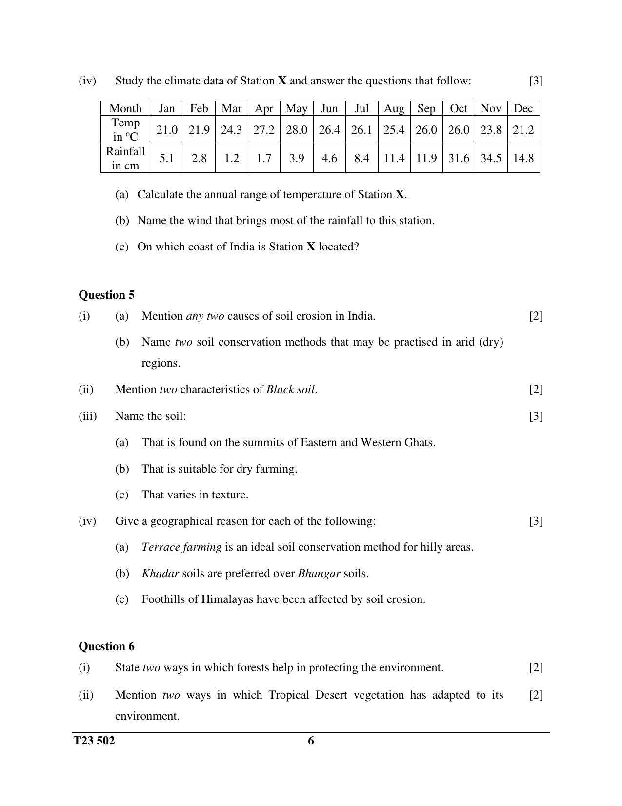 ICSE Class 10 GEOGRAPHY (HCG Paper 2) 2023 Question Paper - Page 6