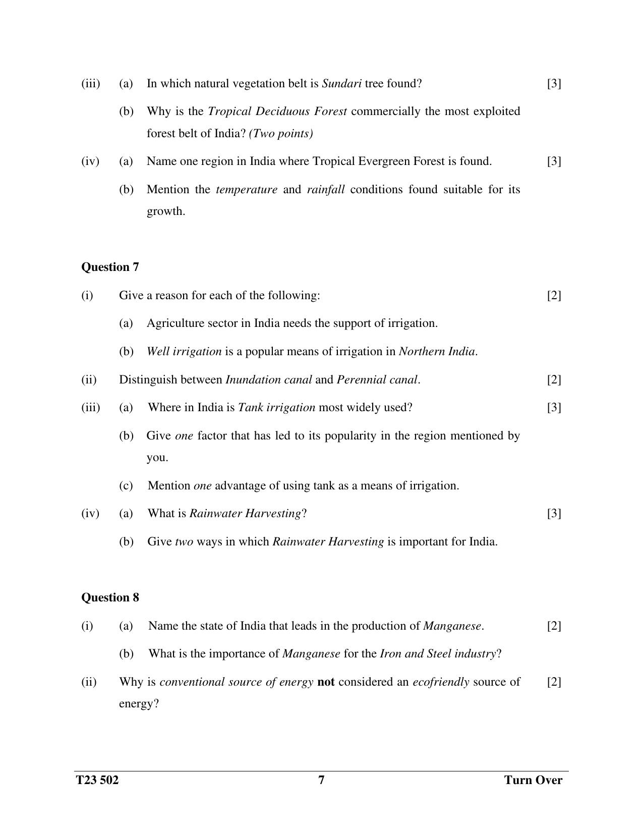 ICSE Class 10 GEOGRAPHY (HCG Paper 2) 2023 Question Paper - Page 7