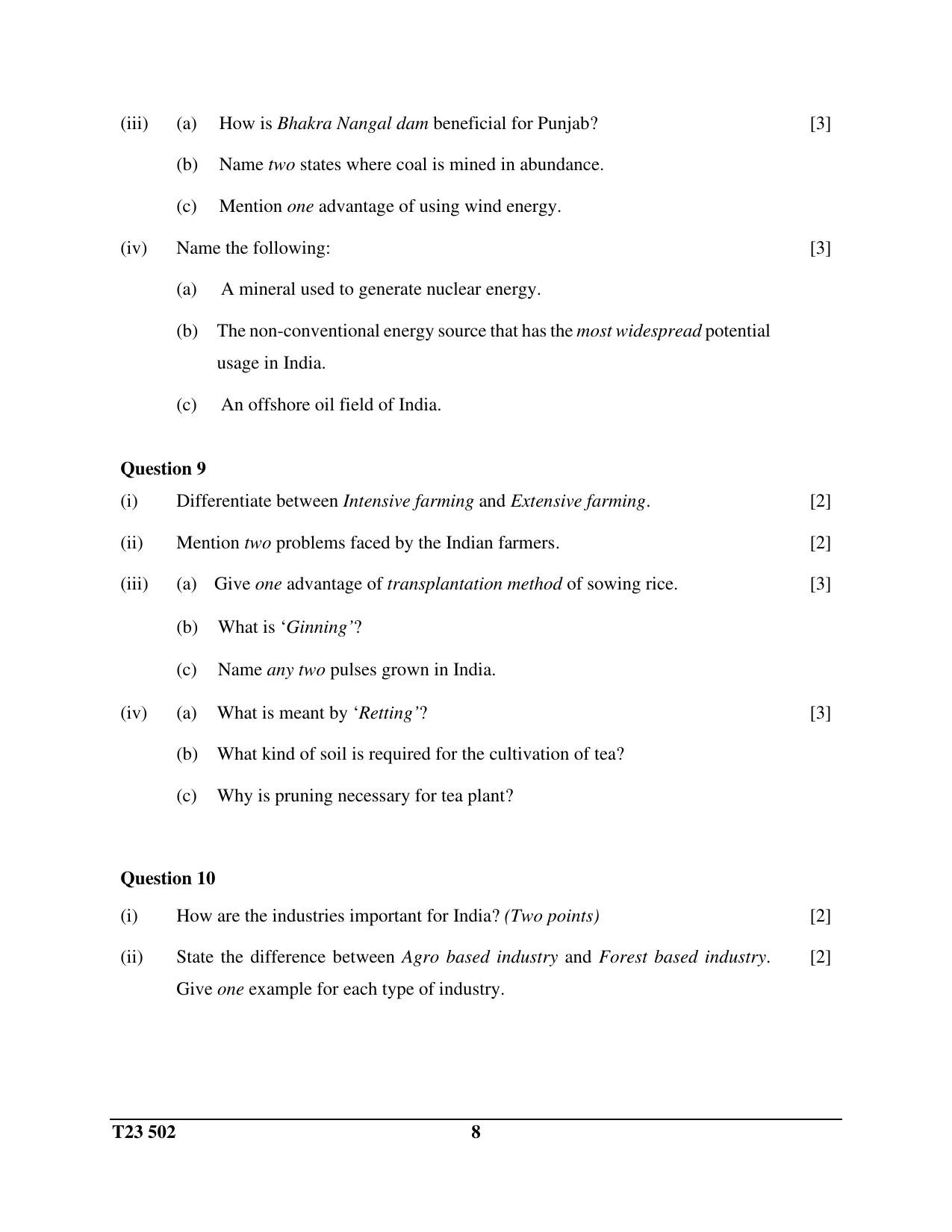 ICSE Class 10 GEOGRAPHY (HCG Paper 2) 2023 Question Paper - Page 8
