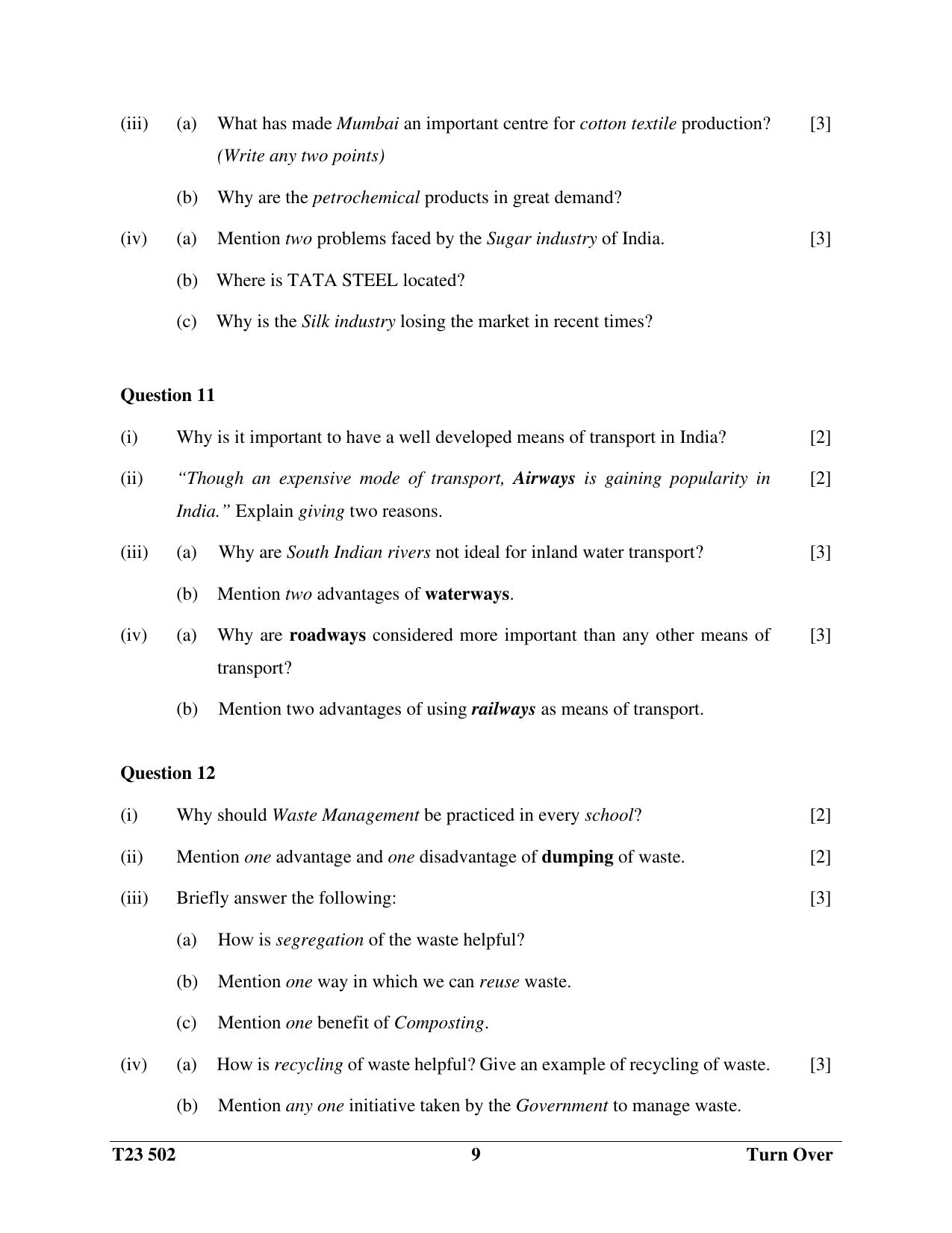 ICSE Class 10 GEOGRAPHY (HCG Paper 2) 2023 Question Paper - Page 9