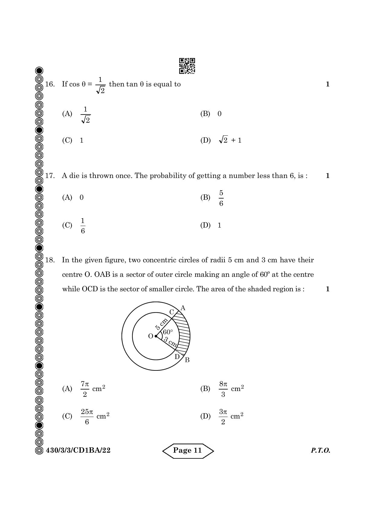 CBSE Class 10 430-3-3 Mathematics Basic 2024 Question Paper - Page 11
