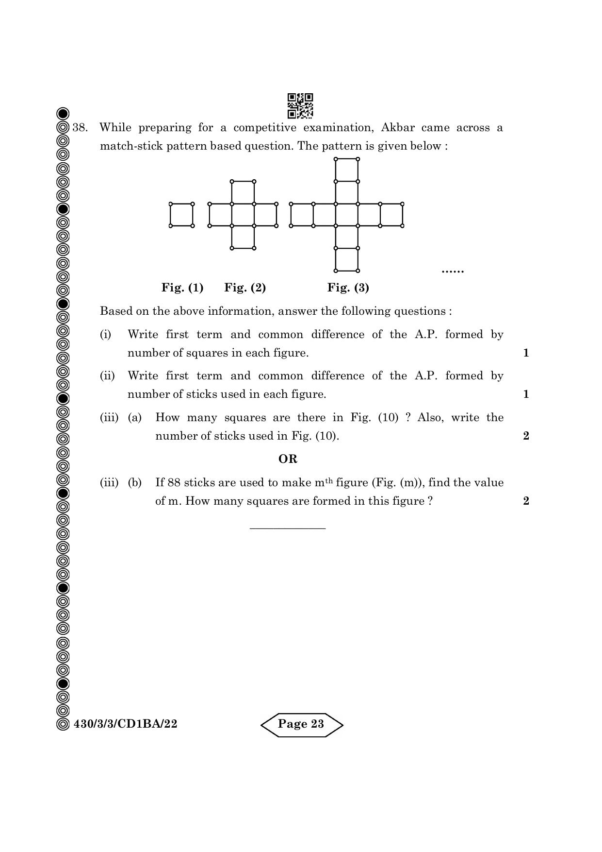 CBSE Class 10 430-3-3 Mathematics Basic 2024 Question Paper - Page 23