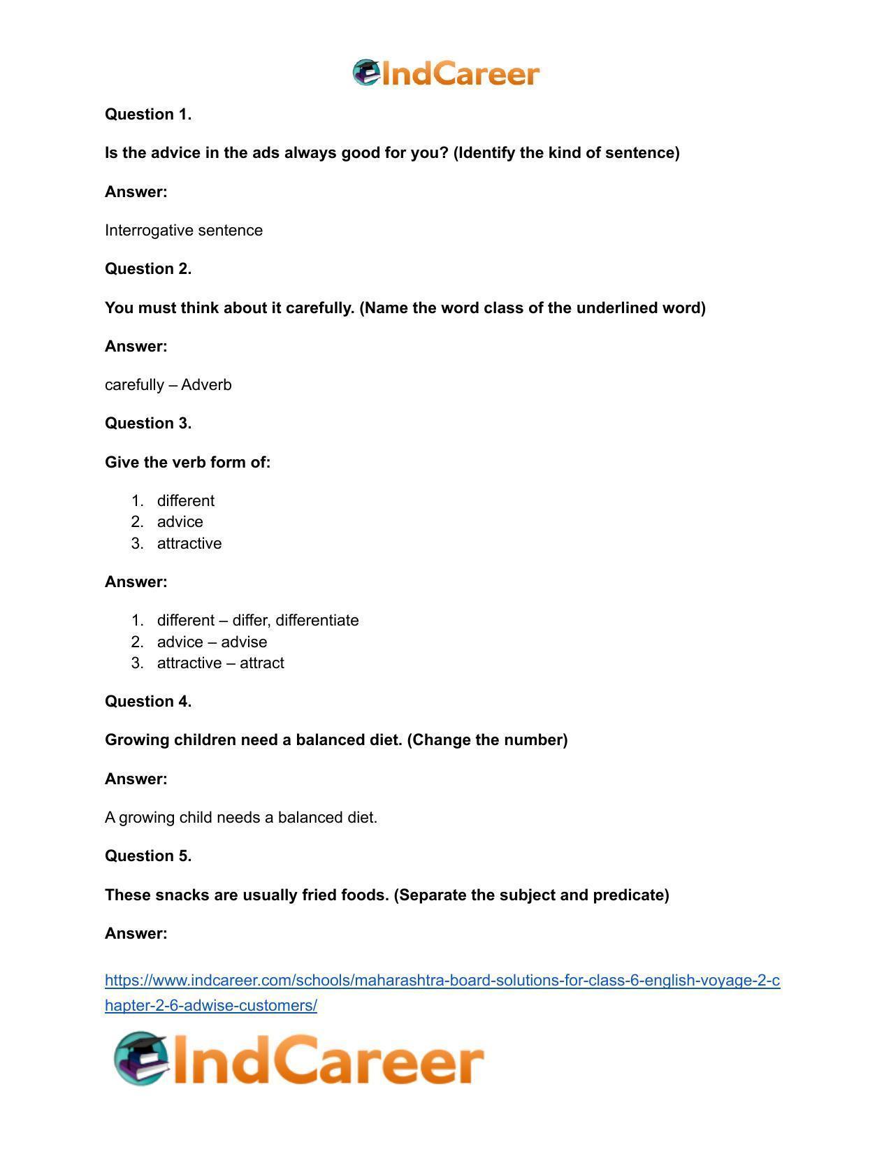 Maharashtra Board Solutions for Class 6- English (Voyage 2): Chapter 2.6- Ad‘wise’ Customers - Page 10