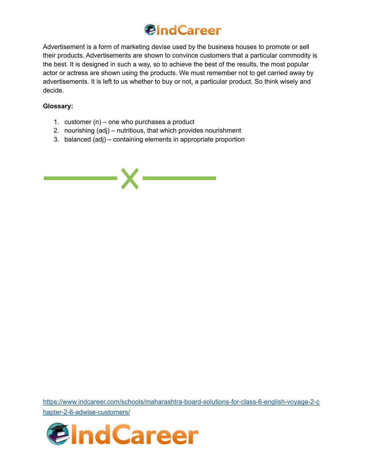 Maharashtra Board Solutions for Class 6- English (Voyage 2): Chapter 2.6- Ad‘wise’ Customers - Page 12