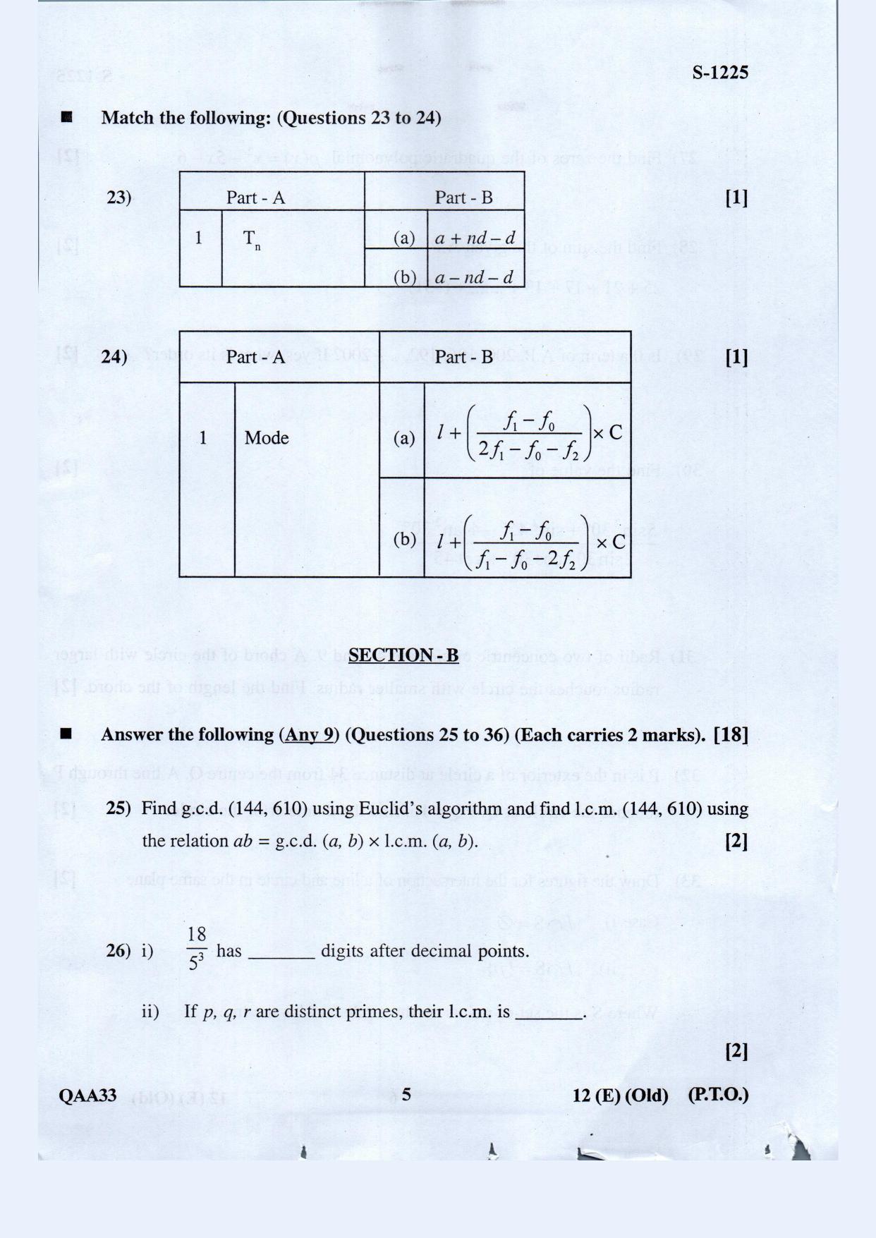 Gujarat Board Class 10th Standard Maths Eng. Med. Old May 2021 Question Paper - Page 5
