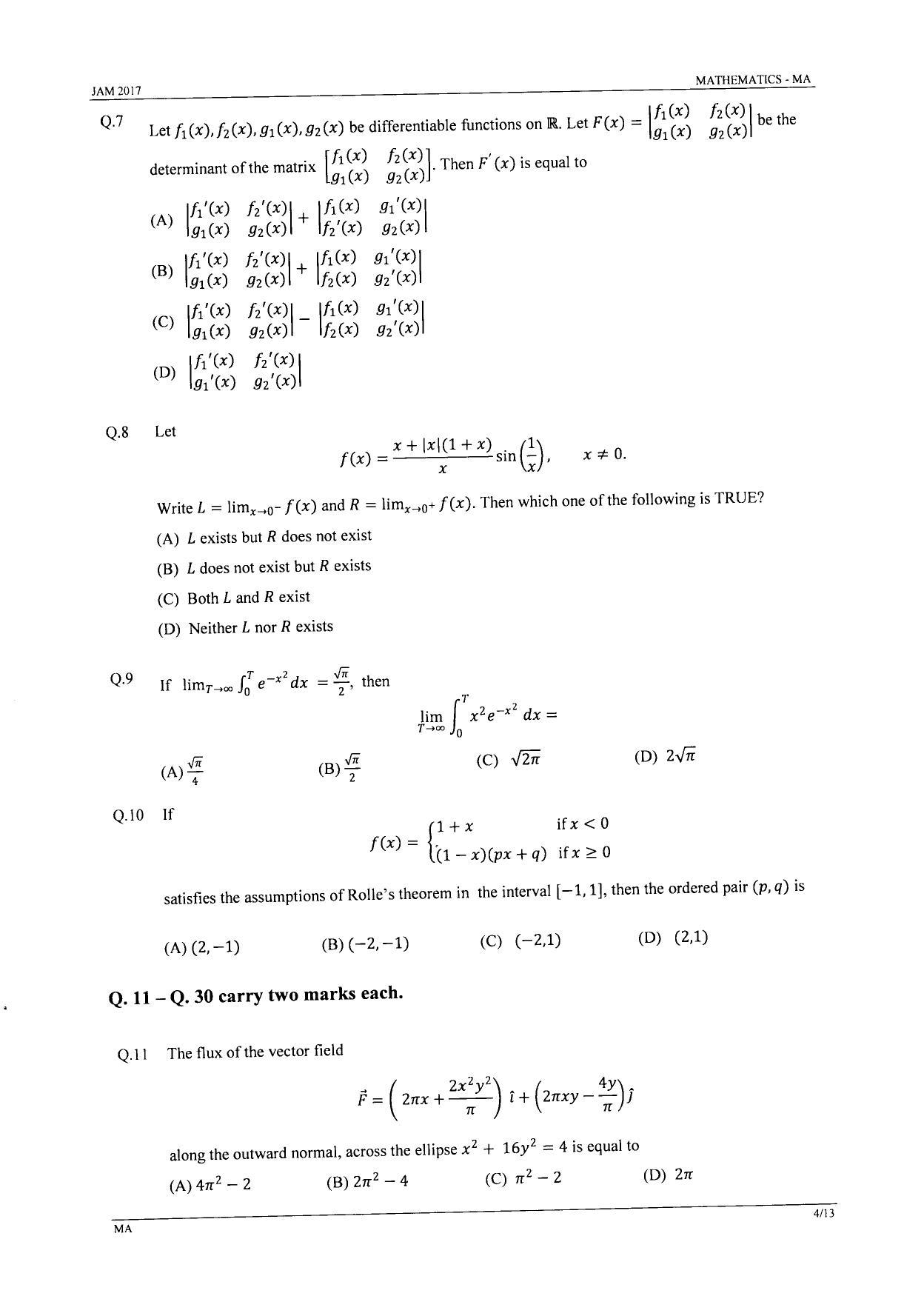 JAM 2017: MA Question Paper - Page 3