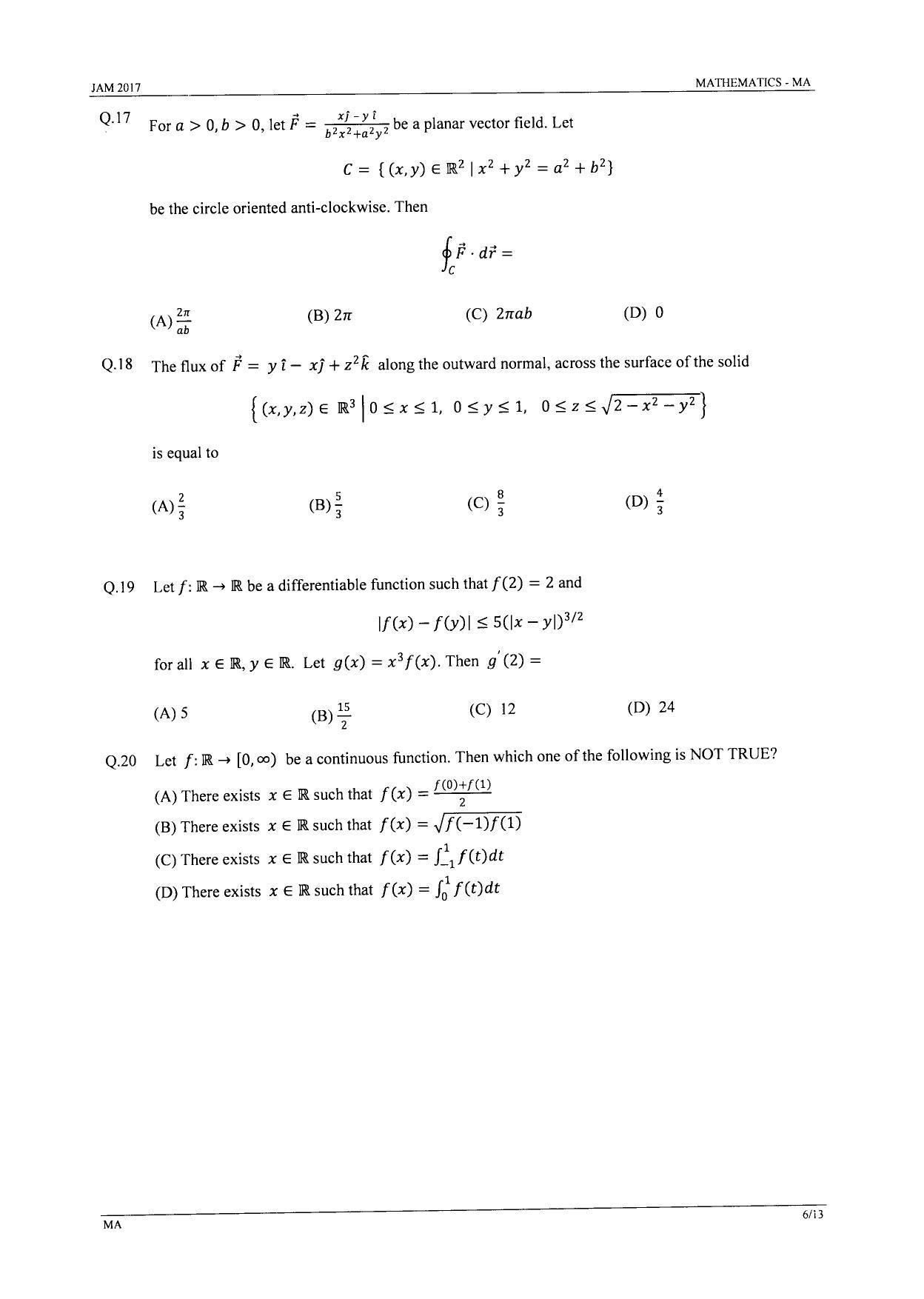 JAM 2017: MA Question Paper - Page 5