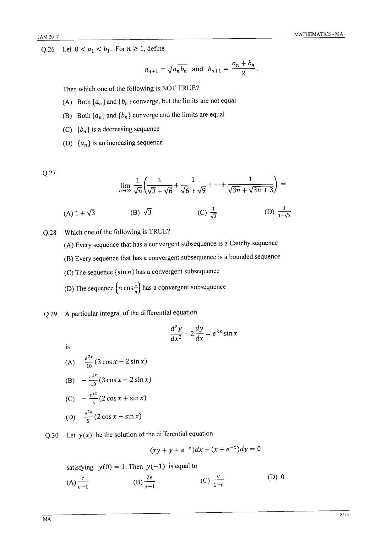 JAM 2017: MA Question Paper - Page 7