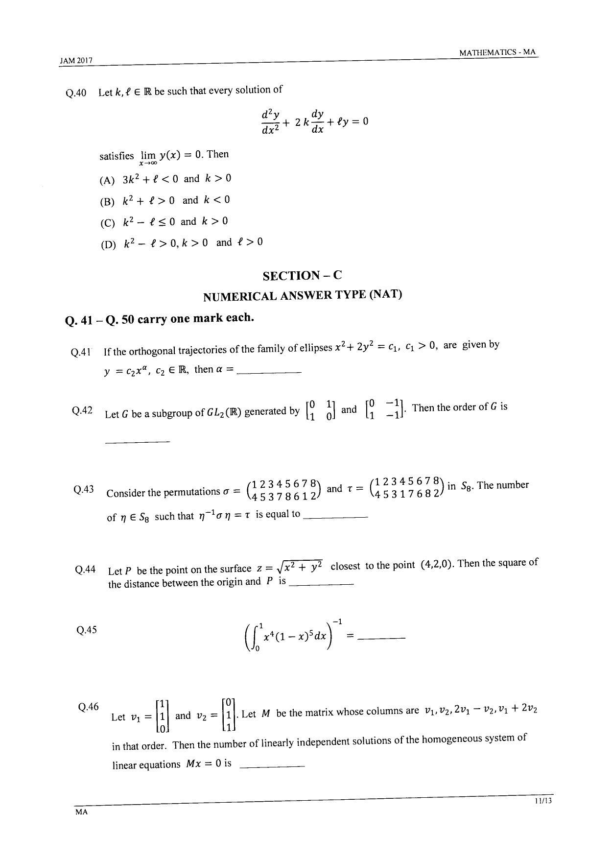 JAM 2017: MA Question Paper - Page 10
