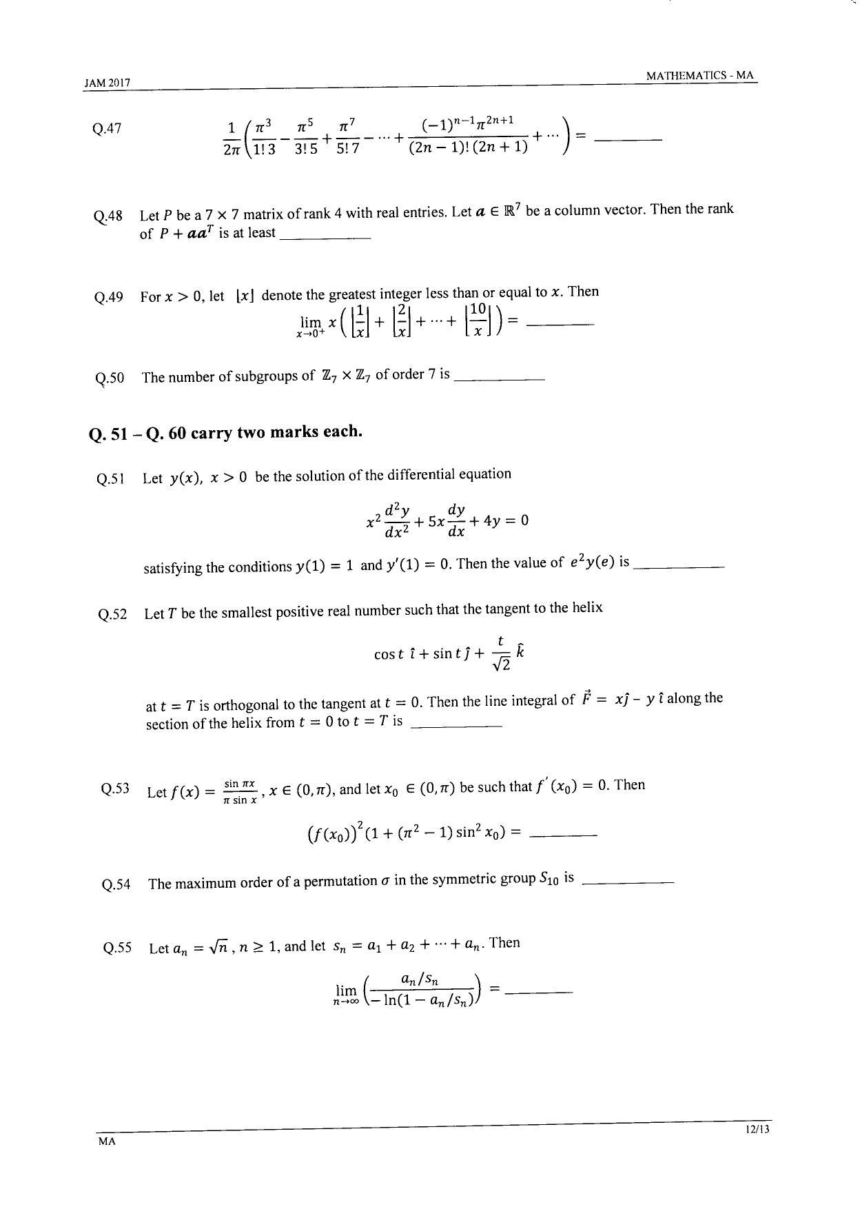 JAM 2017: MA Question Paper - Page 11