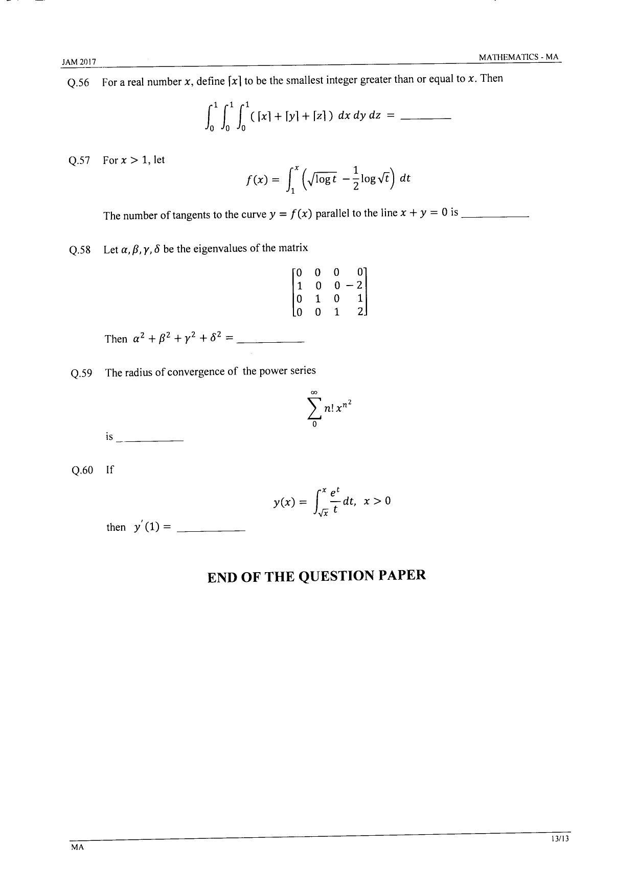 JAM 2017: MA Question Paper - Page 12