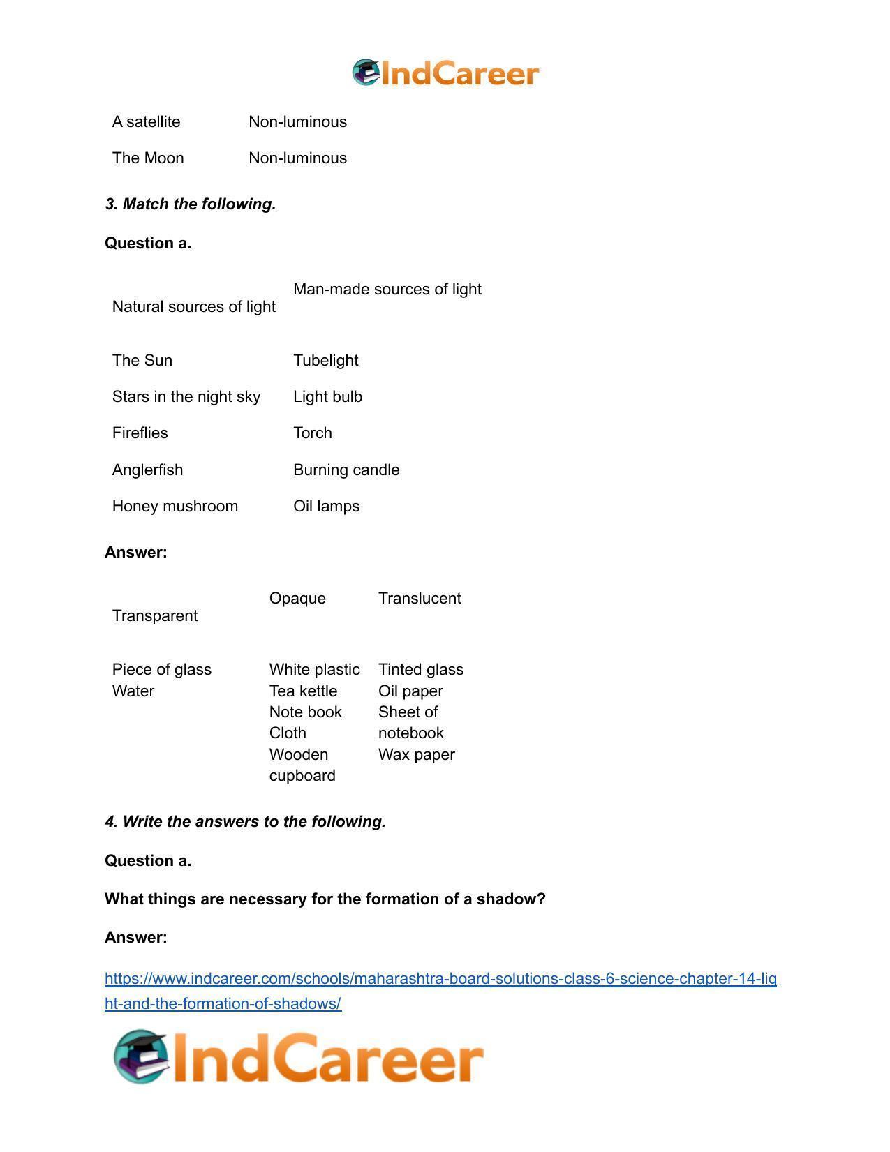 Maharashtra Board Solutions Class 6-Science: Chapter 14- Light and the Formation of Shadows - Page 5