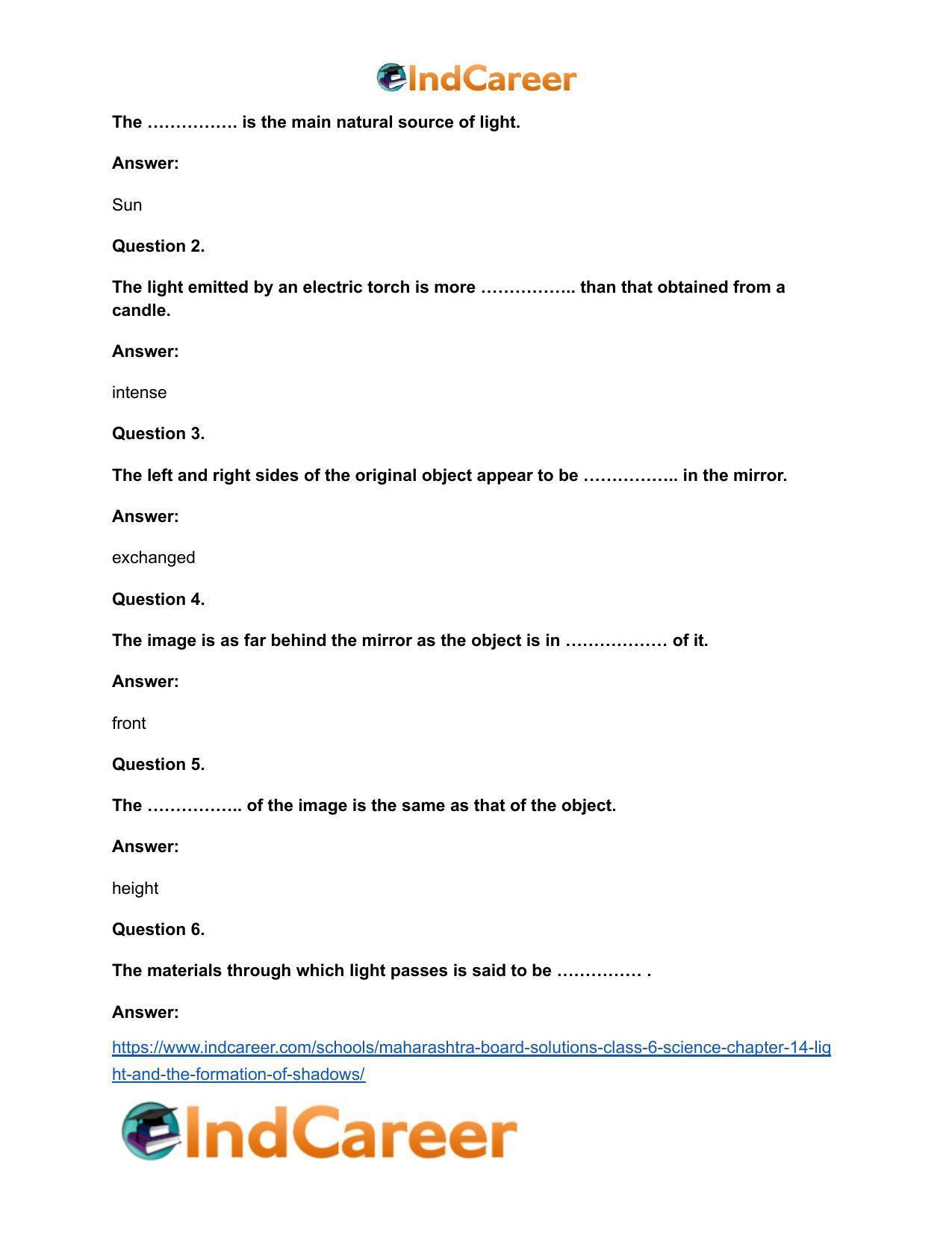 Maharashtra Board Solutions Class 6-Science: Chapter 14- Light and the Formation of Shadows - Page 7