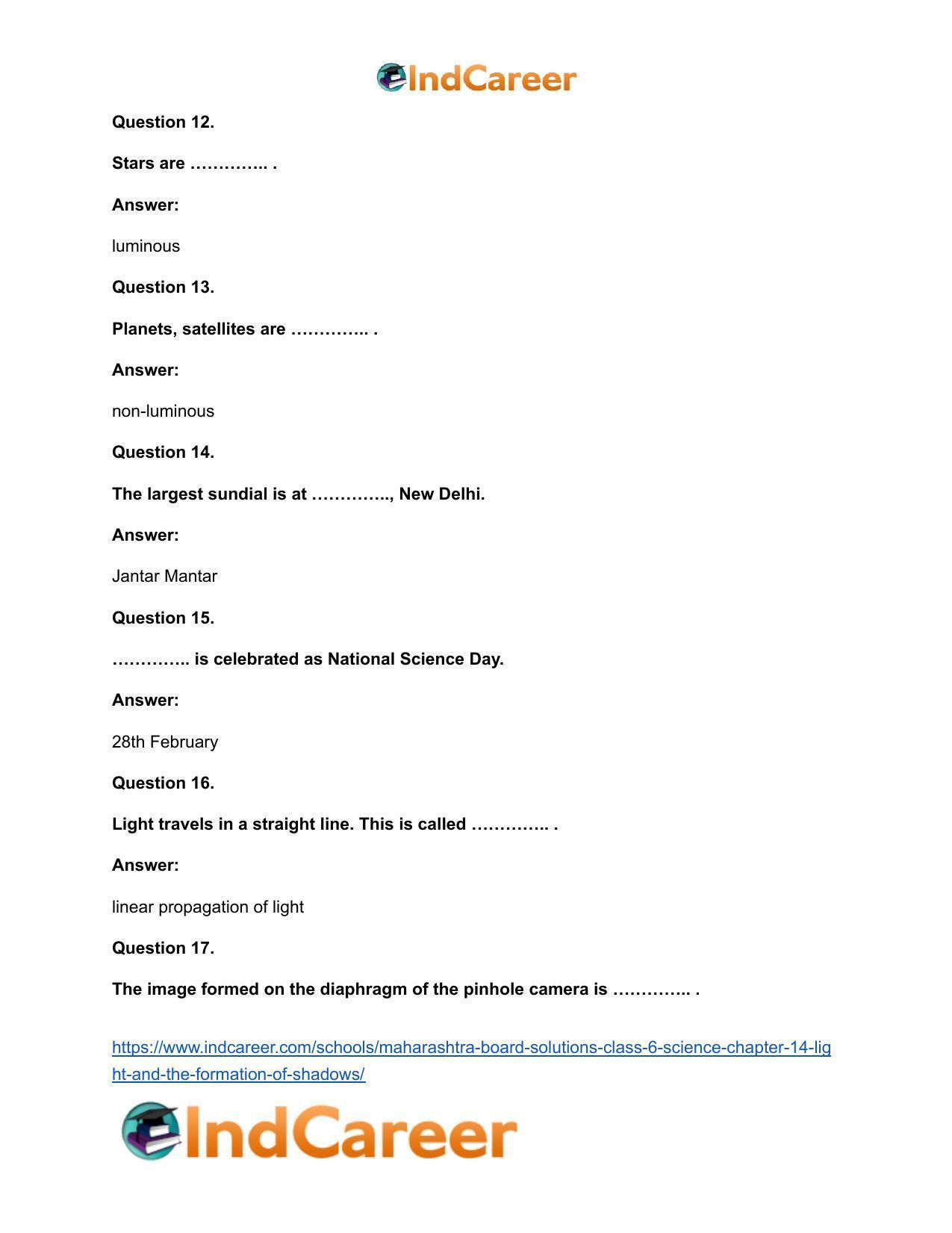 Maharashtra Board Solutions Class 6-Science: Chapter 14- Light and the Formation of Shadows - Page 9