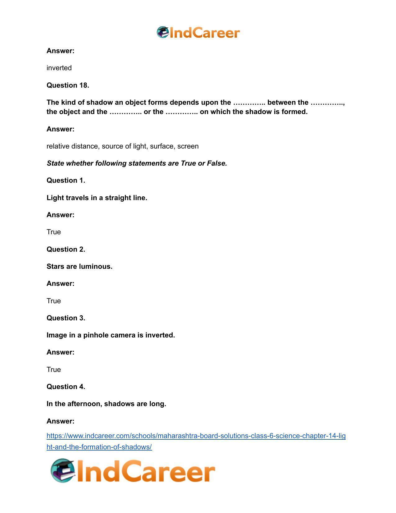 Maharashtra Board Solutions Class 6-Science: Chapter 14- Light and the Formation of Shadows - Page 10