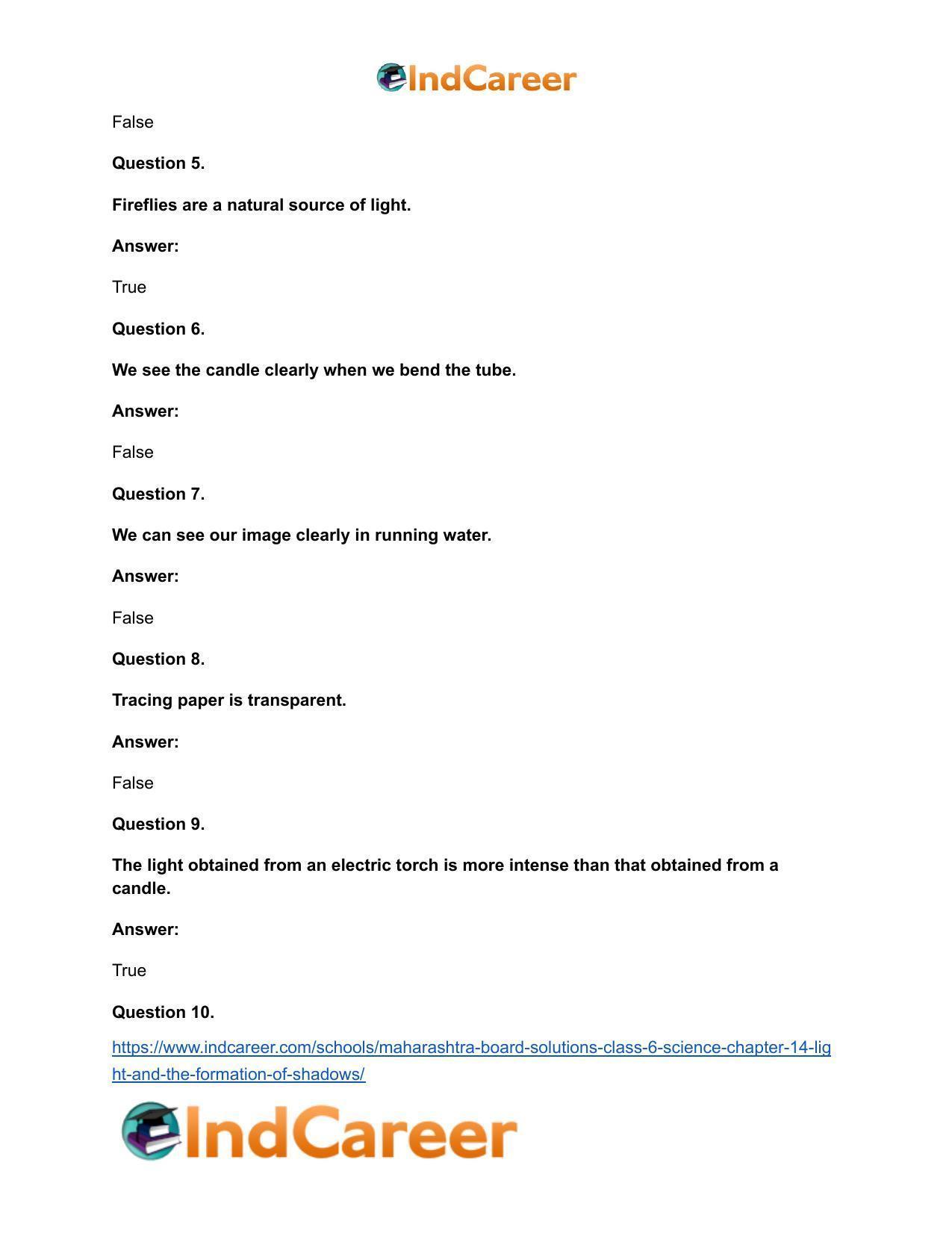 Maharashtra Board Solutions Class 6-Science: Chapter 14- Light and the Formation of Shadows - Page 11