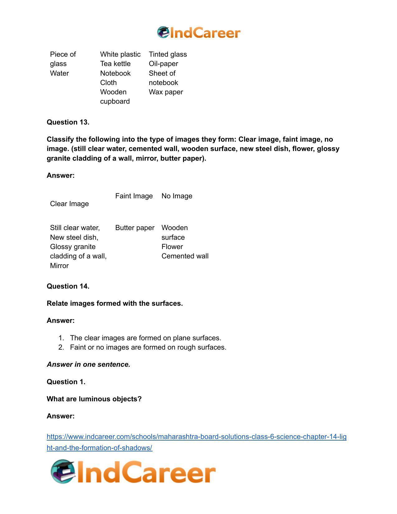Maharashtra Board Solutions Class 6-Science: Chapter 14- Light and the Formation of Shadows - Page 13