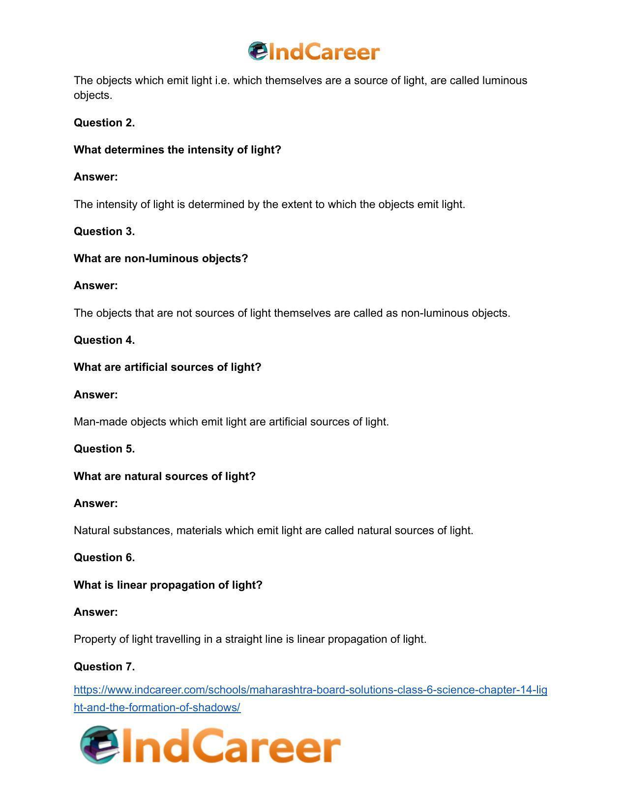 Maharashtra Board Solutions Class 6-Science: Chapter 14- Light and the Formation of Shadows - Page 14