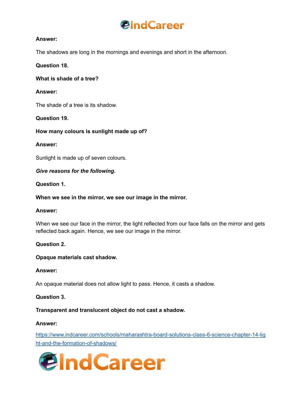 Maharashtra Board Solutions Class 6-Science: Chapter 14- Light and the Formation of Shadows - Page 17
