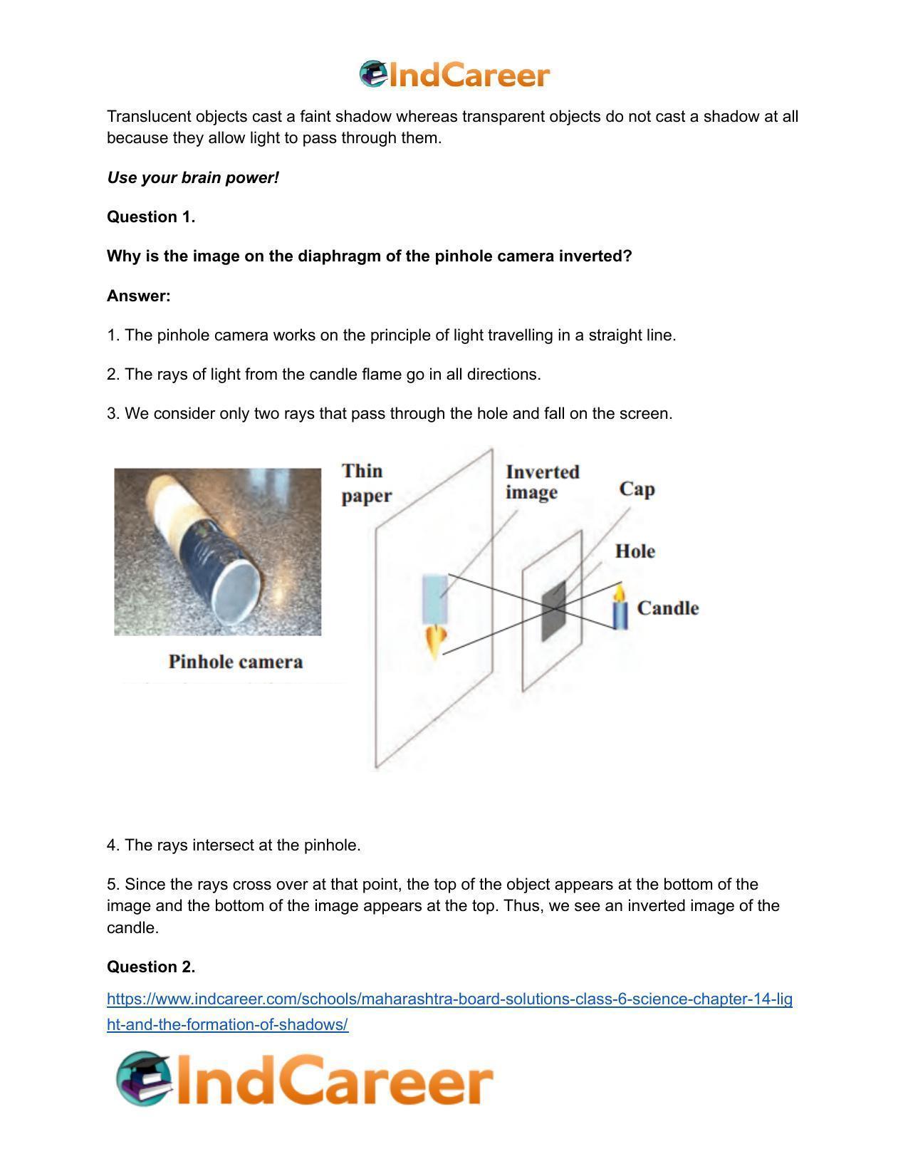 Maharashtra Board Solutions Class 6-Science: Chapter 14- Light and the Formation of Shadows - Page 18