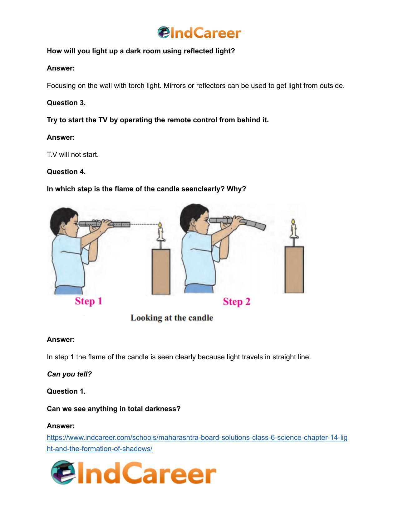 Maharashtra Board Solutions Class 6-Science: Chapter 14- Light and the Formation of Shadows - Page 19