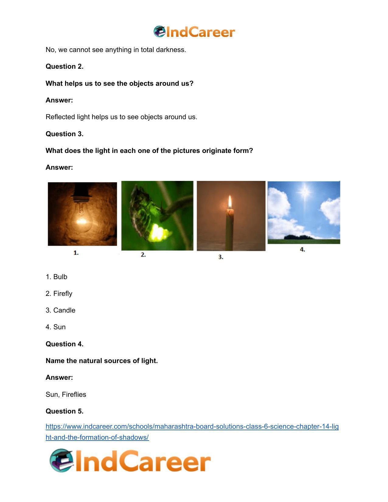 Maharashtra Board Solutions Class 6-Science: Chapter 14- Light and the Formation of Shadows - Page 20