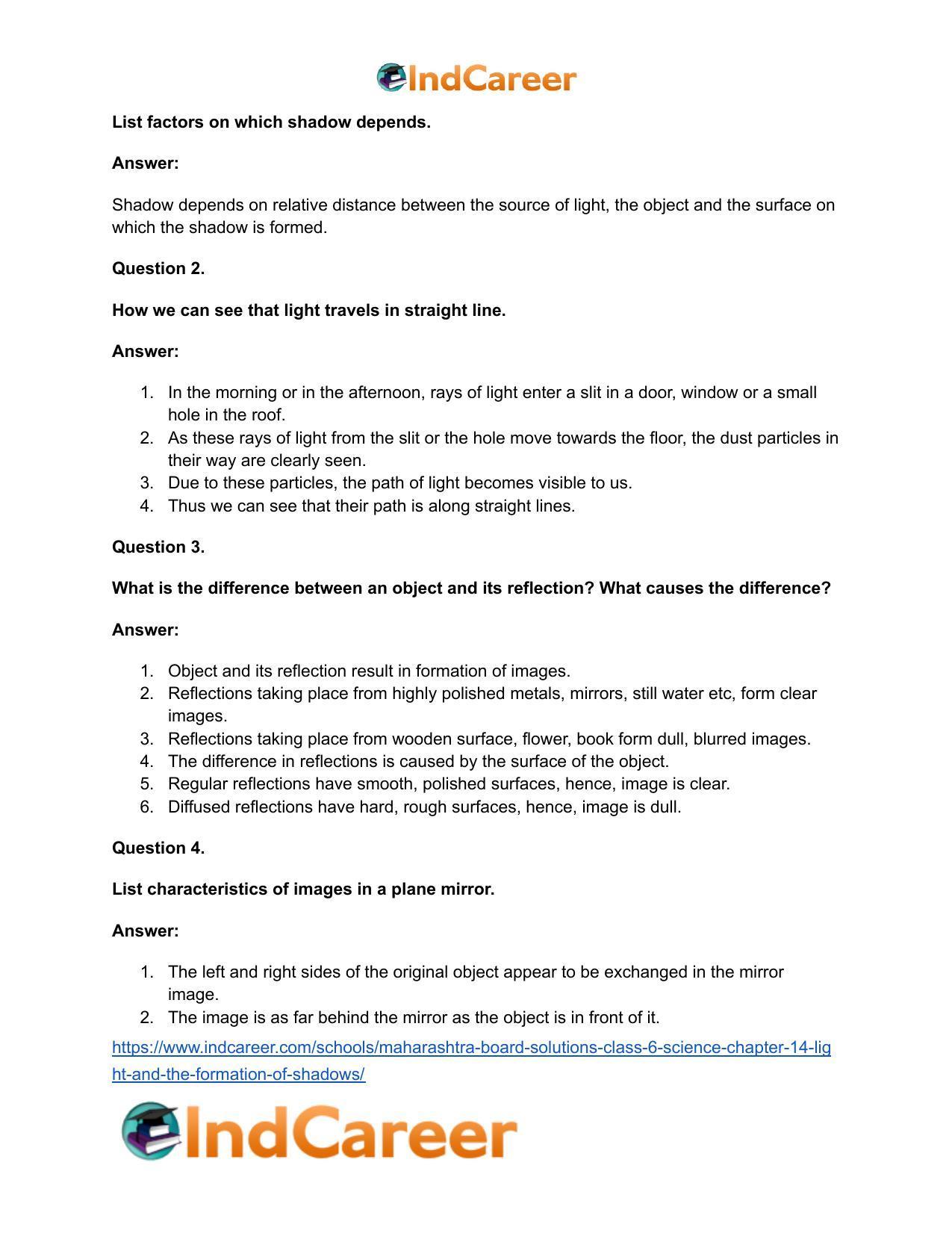 Maharashtra Board Solutions Class 6-Science: Chapter 14- Light and the Formation of Shadows - Page 22
