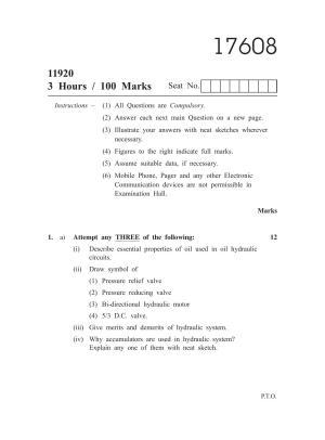 MSBTE Winter Question Paper 2019 - Industrial Fluid Power