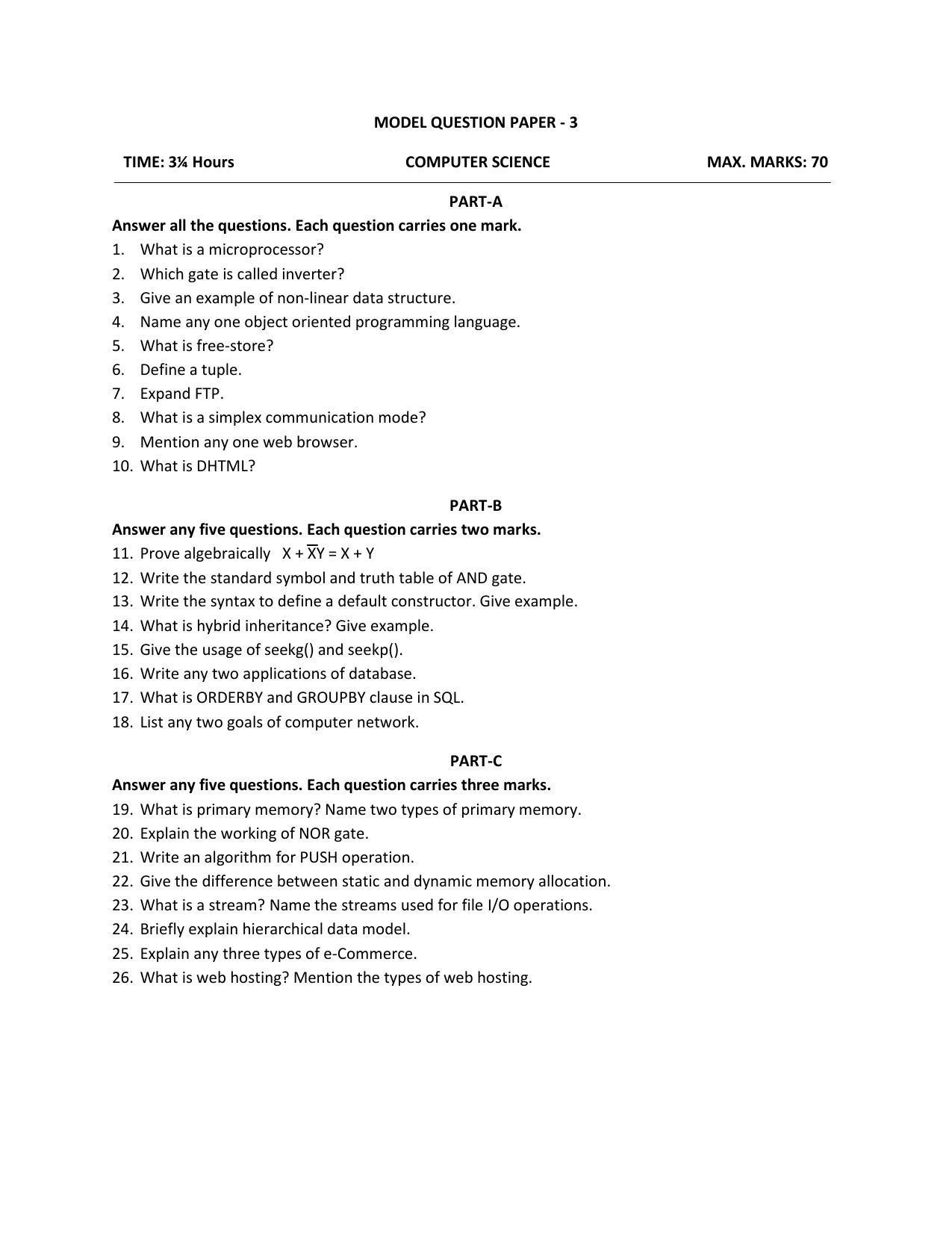 Karnataka 2nd PUC Question Bank for Computer Science MQP - Page 3