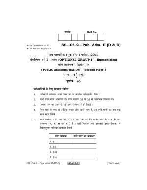 Class 12 2011 Public Administration (D & D) – II RBSE Question Paper