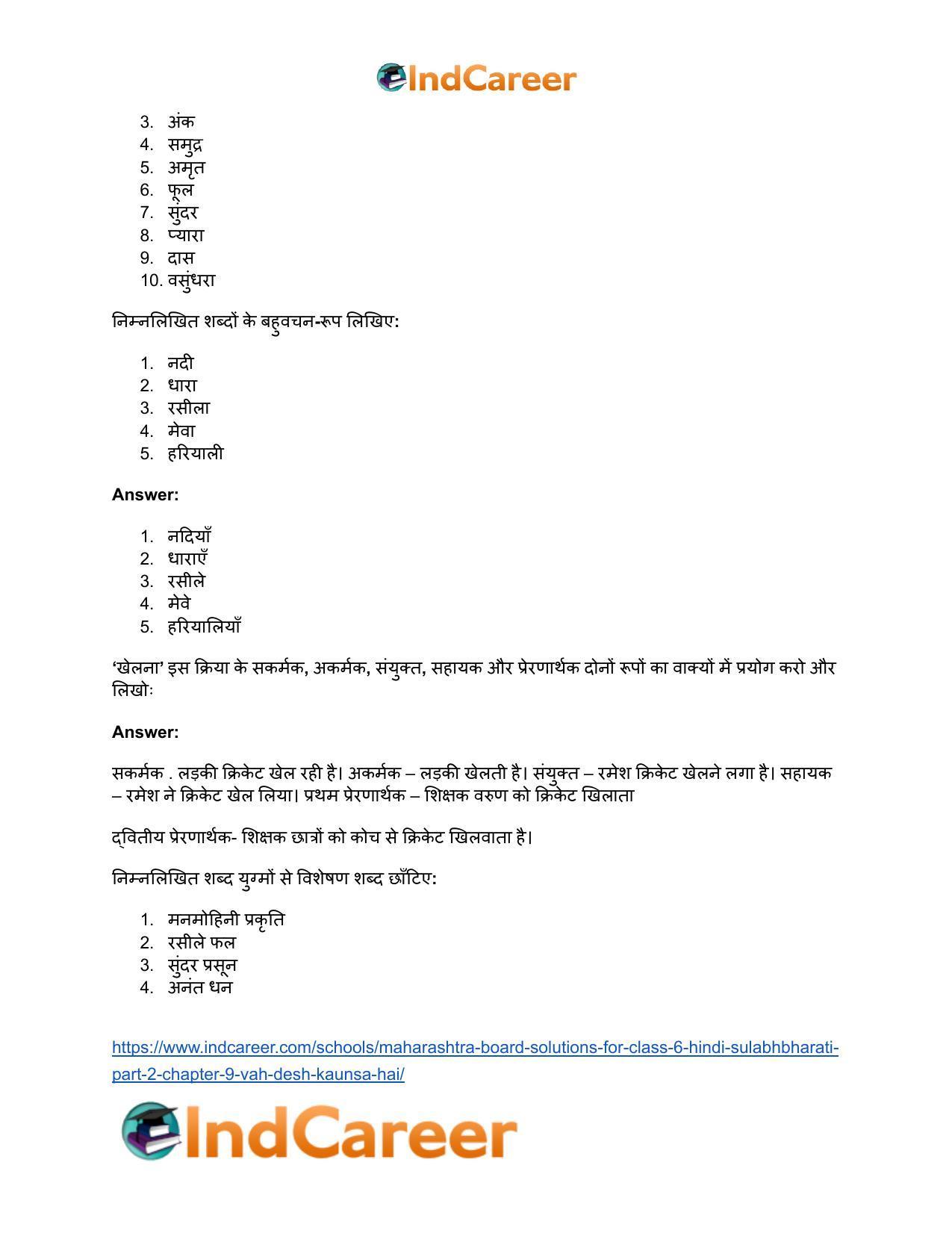 Maharashtra Board Solutions for Class 6- Hindi Sulabhbharati (Part 2): Chapter 9- वह देश कौन-सा है? - Page 13