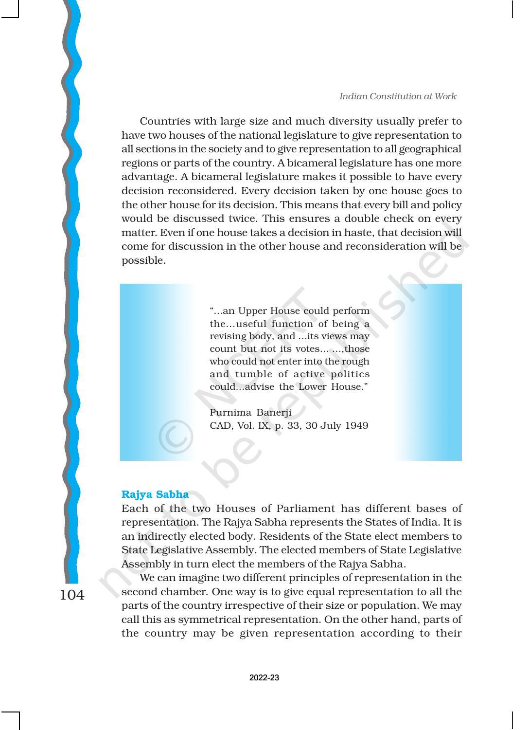NCERT Book for Class 11 Political Science (Indian Constitution at Work) Chapter 5 Legislature - Page 5
