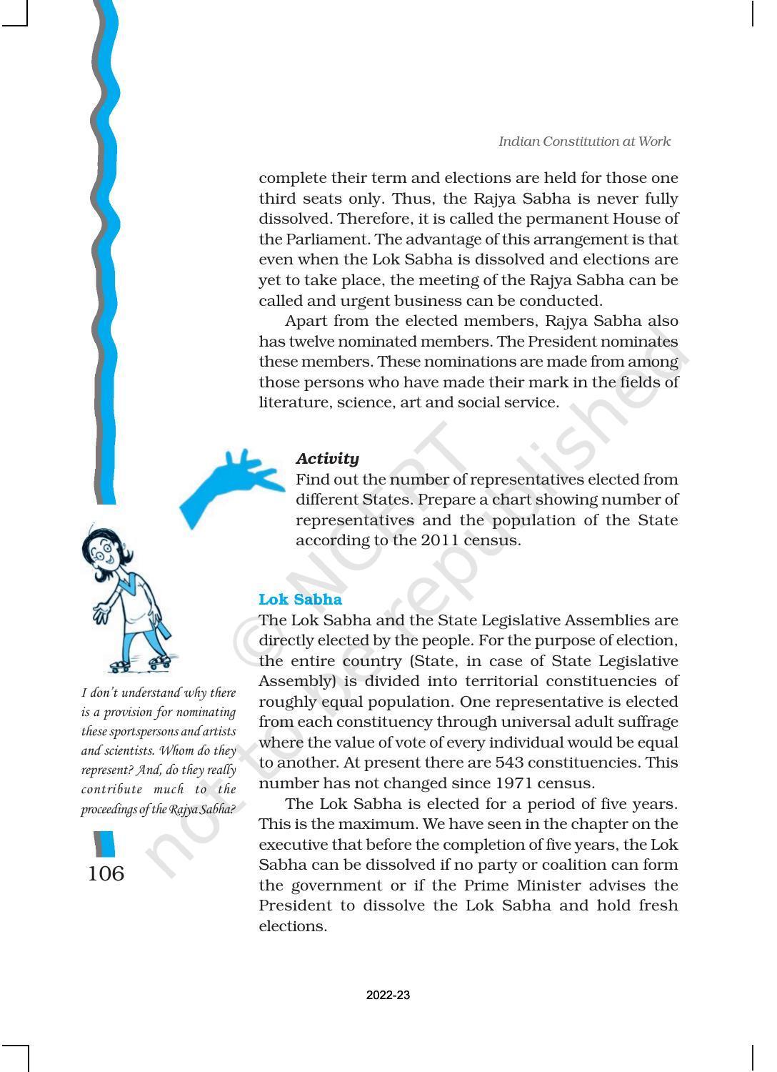 NCERT Book for Class 11 Political Science (Indian Constitution at Work) Chapter 5 Legislature - Page 7