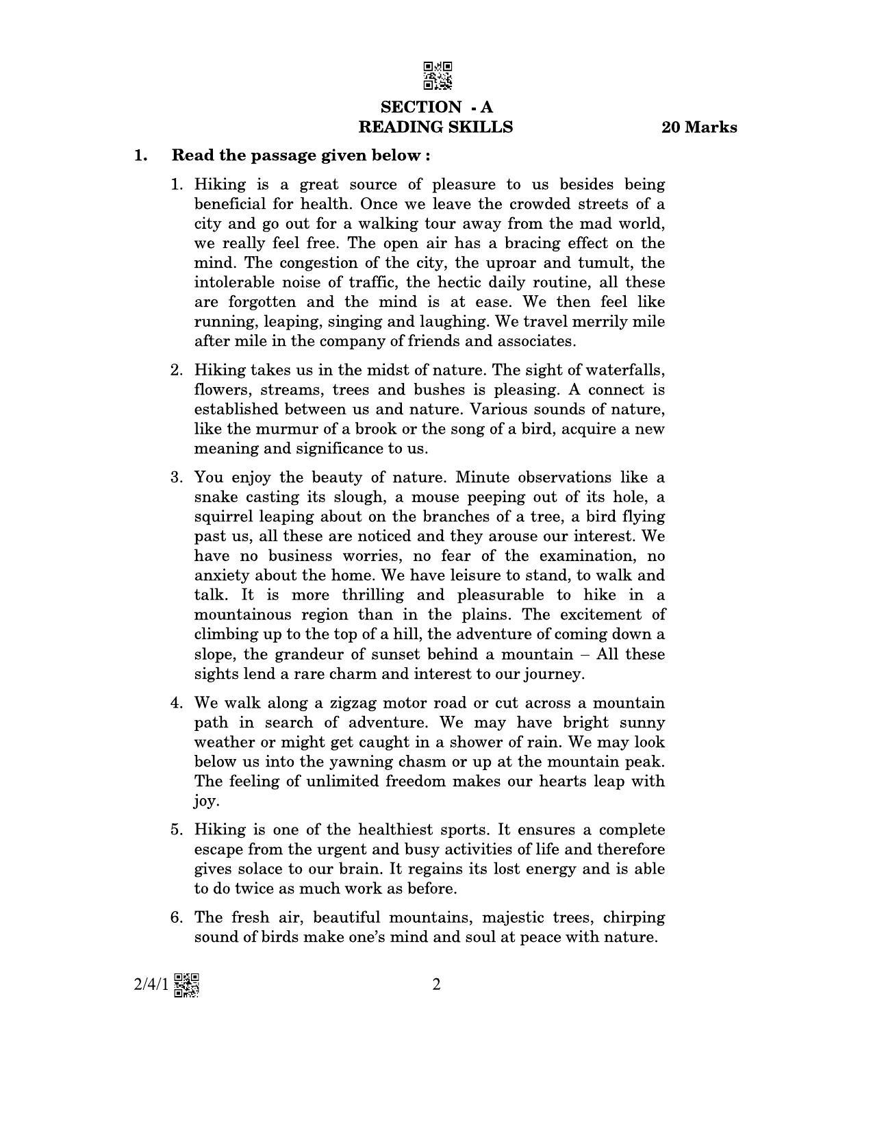 CBSE Class 10 2-4-1_English Language And Literature 2023 Question Paper - Page 2